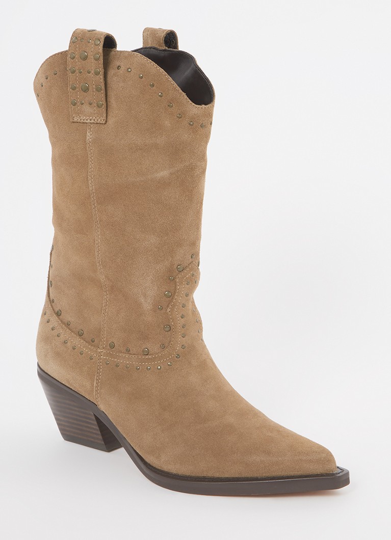 Stivali da cowboy in pelle scamosciata Dune London Podeo con borchie