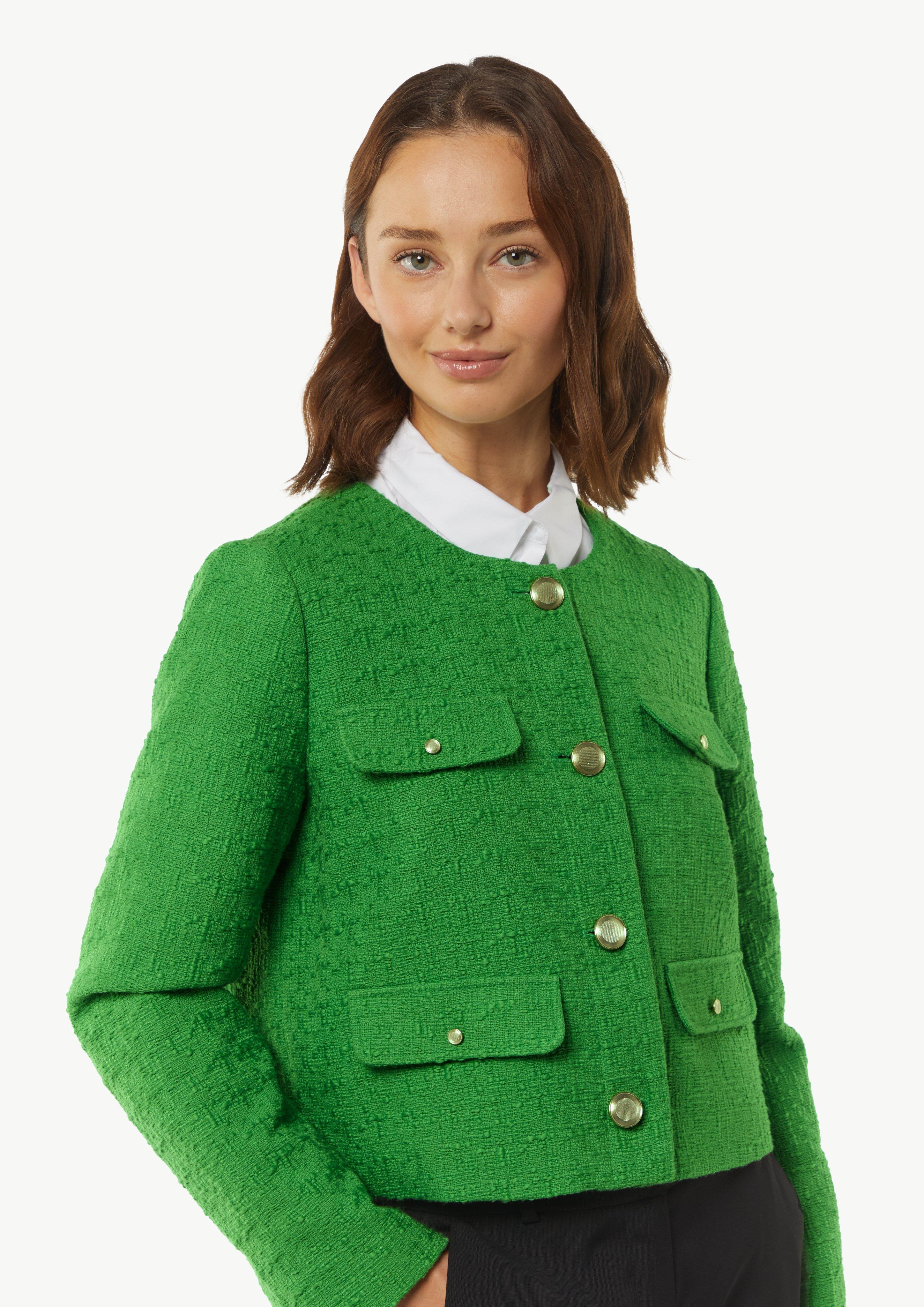 Kurze Bouclé-Jacke aus Baumwolle - hellgrün
