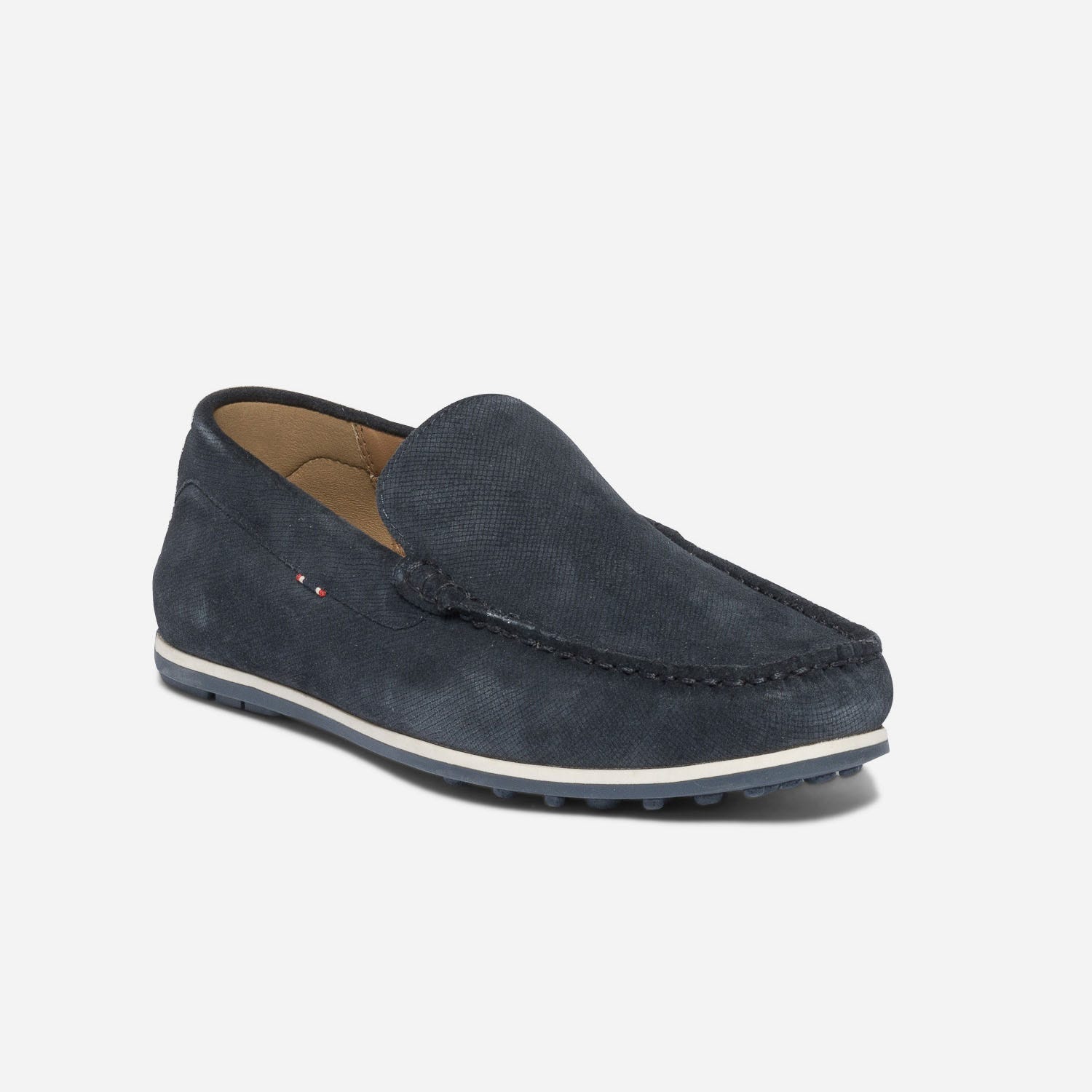 Mocassin marine en cuir velours