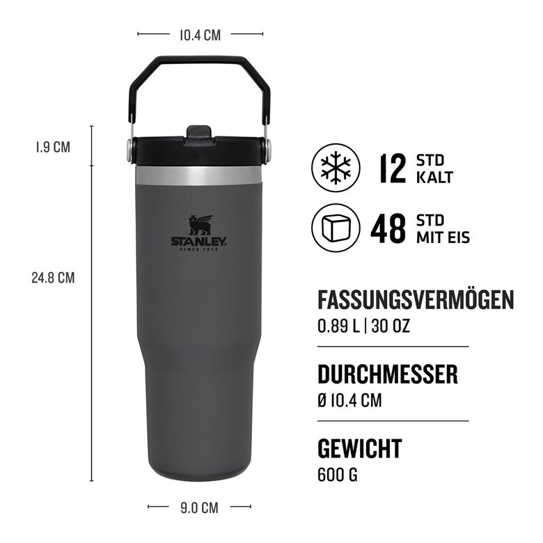 Stanley The IceFlow Flip Straw Tumbler charcoal