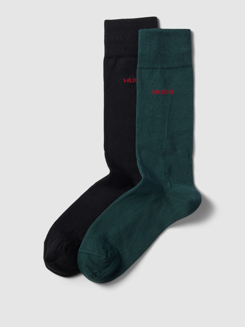 Socken mit Label-Print im 2er-Pack in dunkelgrün