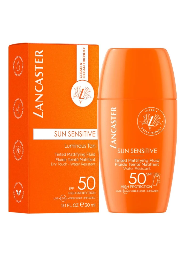 Fluid matifiant Lancaster Sun Sensitive cu culoare SPF50 - Protecție solară cu culoare