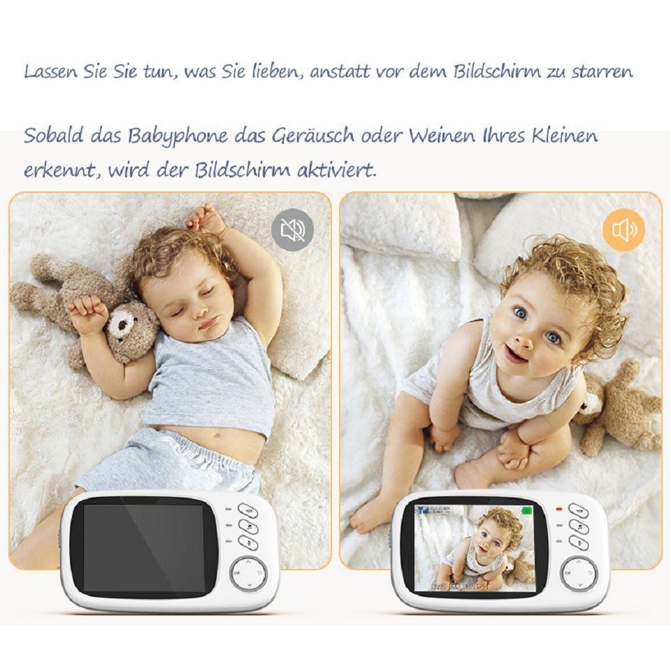 BUMHUM Video-Babyphone Babyphone mit Kamera, Infrarot-Nachtsicht, Extra Großer 3.2-Zoll-LCD-Bildschirm, Temperaturanzeige, Schlaflieder, Zwei-Wege-Audio, Gegensprechfunktion