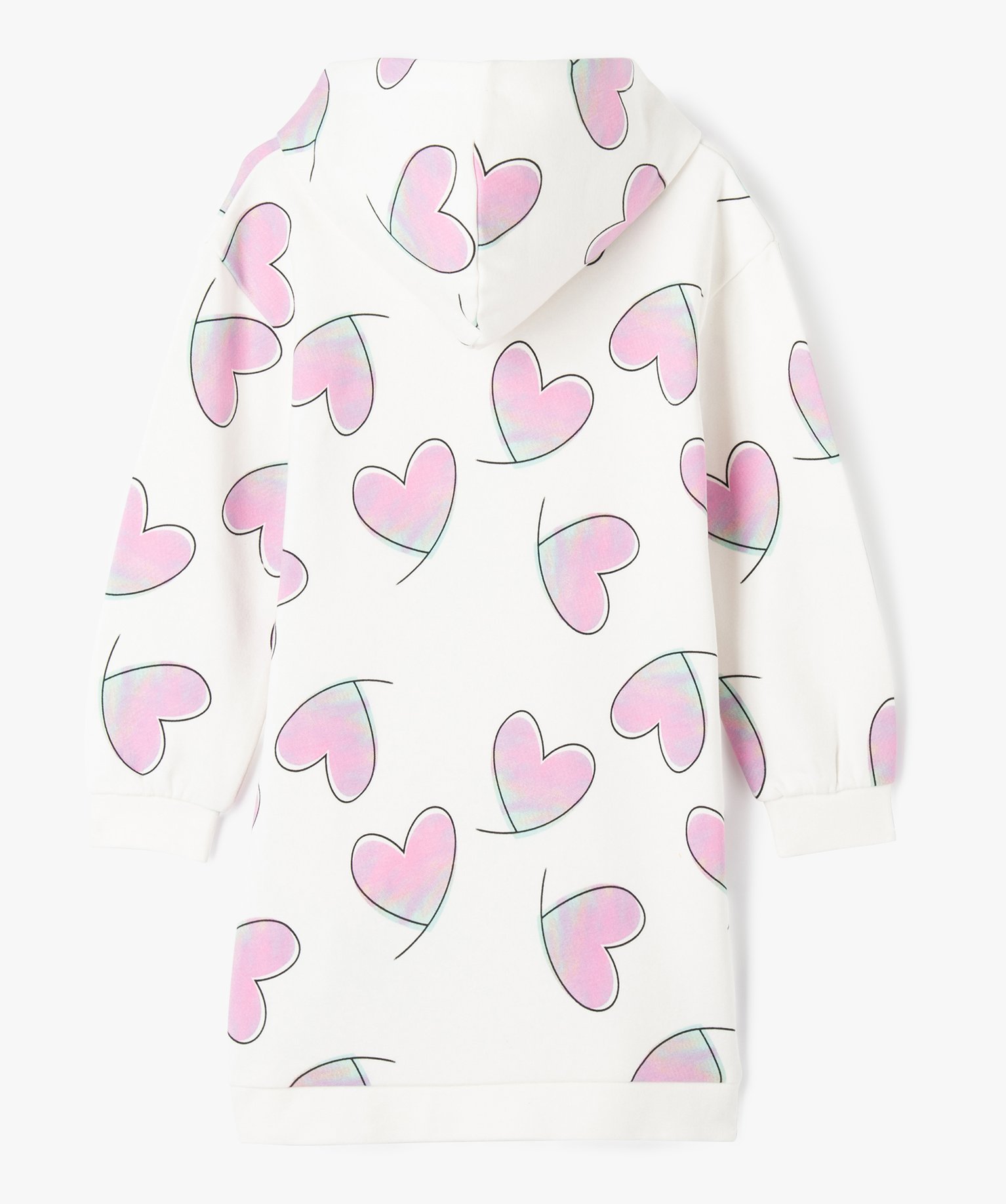 Robe sweat molletonnée à capuche fille ecru | GEMO