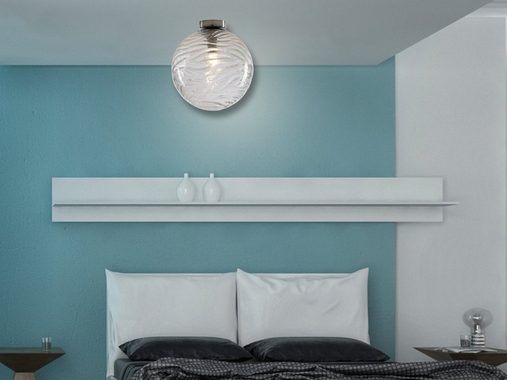 meineWunschleuchte LED Deckenleuchte, Dimmfunktion, LED wechselbar, Warmweiß, Designer Glas-kugel Lampenschirm Ø 25cm, Treppenhaus & Ankleidezimmer