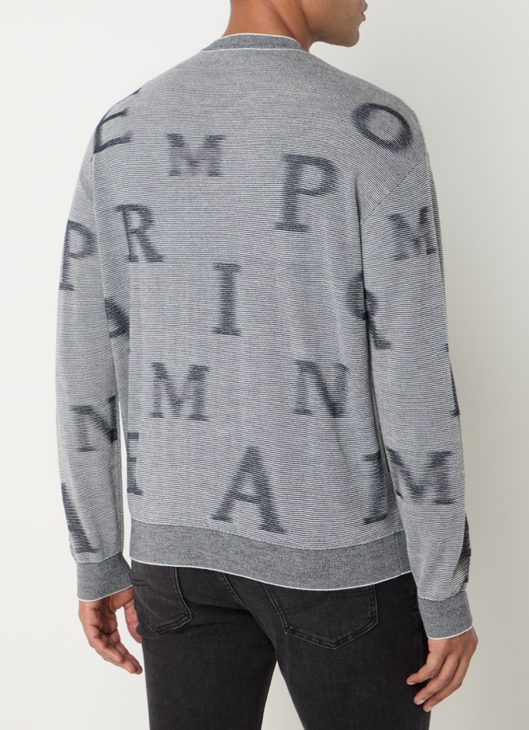 Emporio Armani Fine-knit virgin wool pullover with logo print
