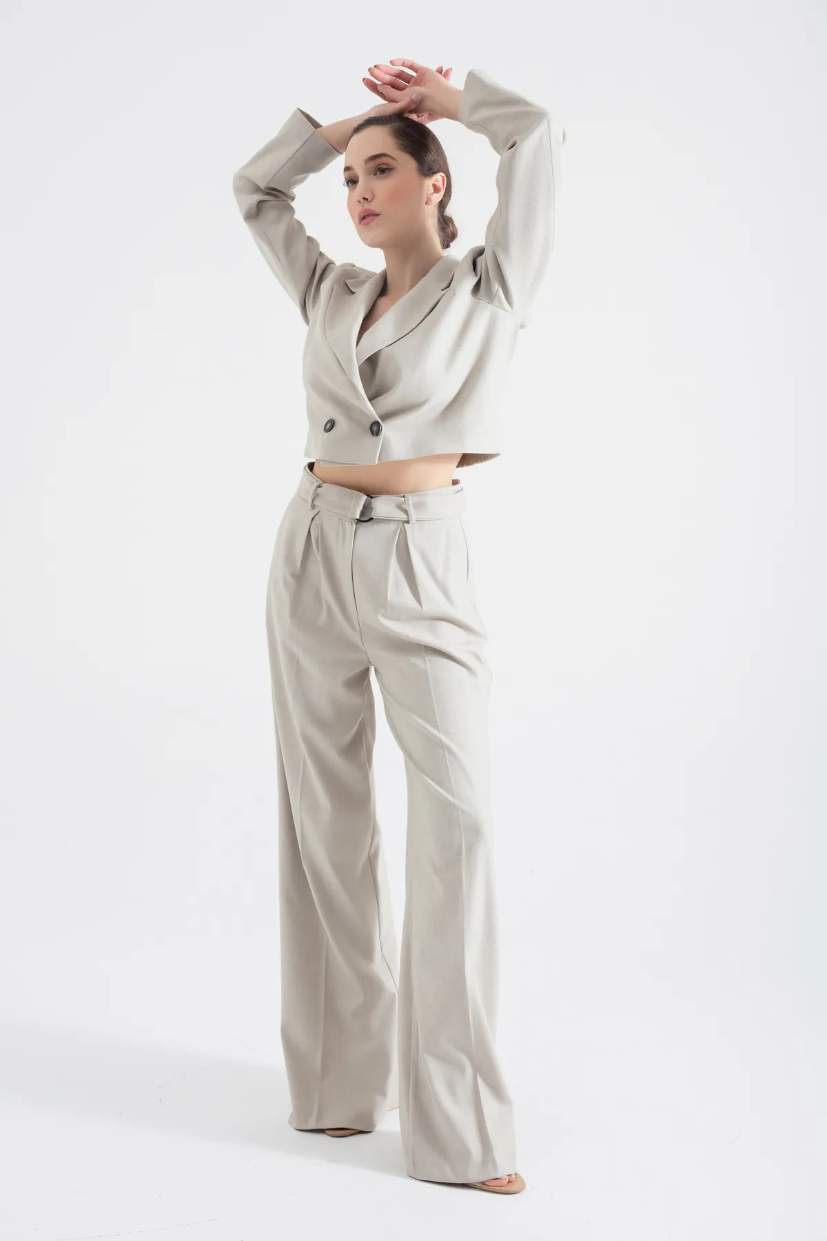Lafaba  Beiges Jacken-Hosen-Set für Damen