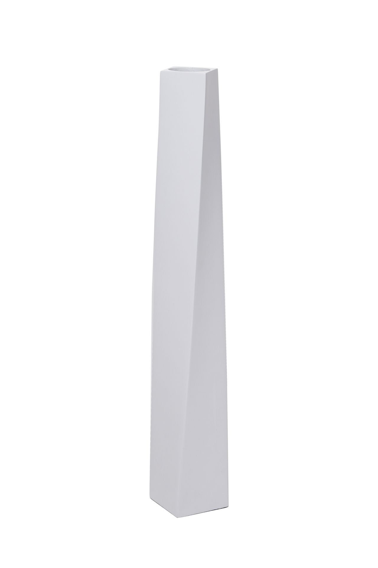 VIVANNO Bodenvase Bodenvase Standvase Fiberglas Weiß Matt HYDRON - 11x11x80 cm