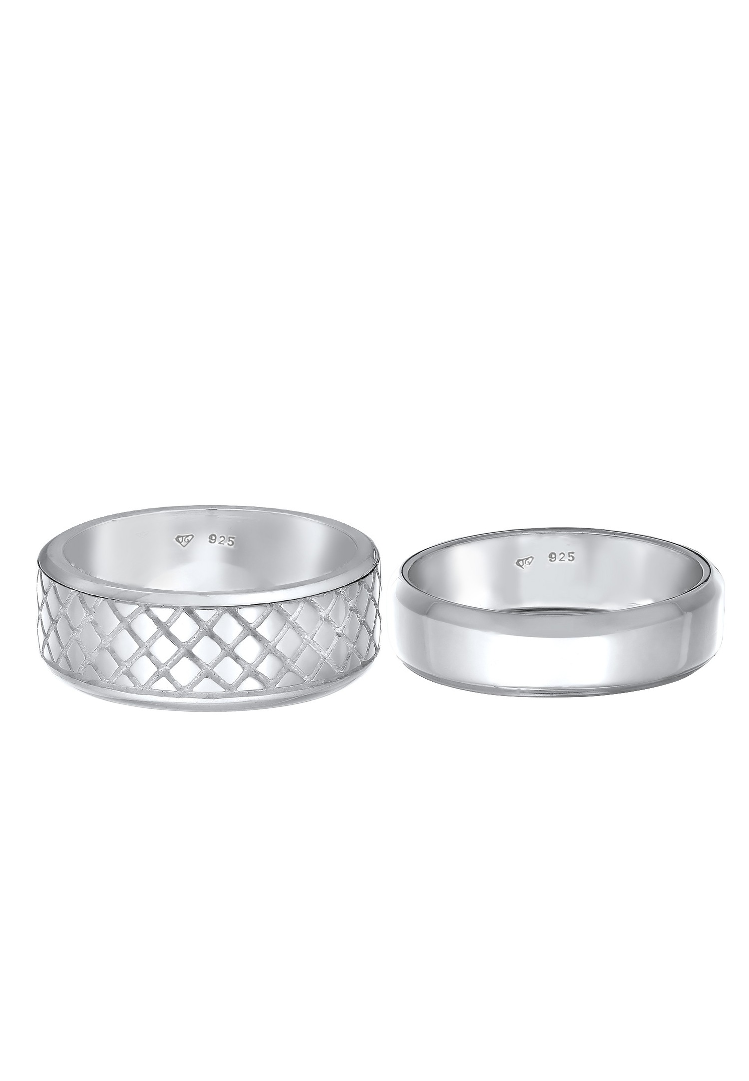 KUZZOI Férfi Gyűrű Szett - Basic Solid Trend Oxidált 925 Sterling Ezüstben