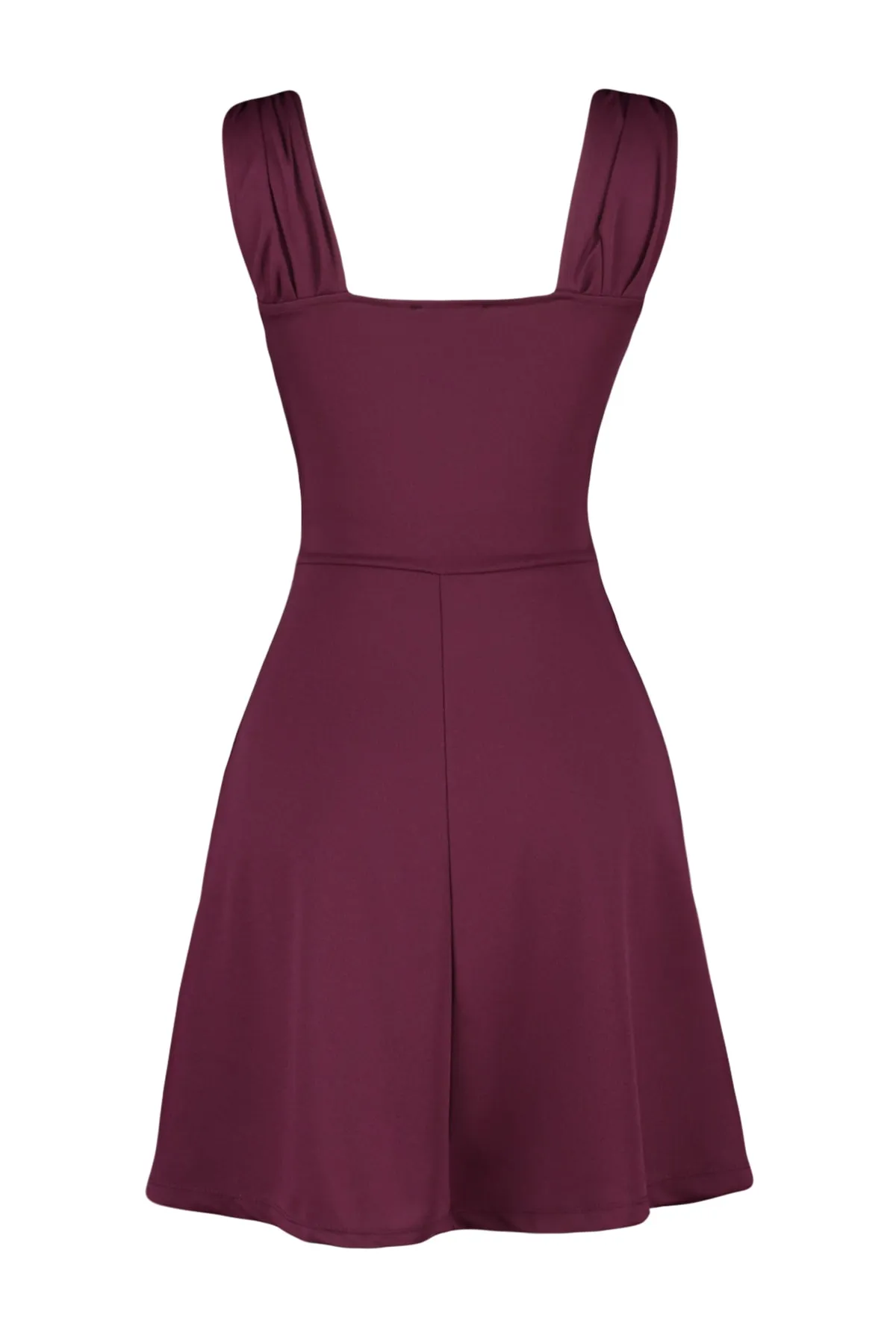 Trendyol Collection  Burgunderfarbenes Mini-Strickkleid aus Krepp mit offener Taille und zweireihigem Ausschnitt TWOSS20EL1579