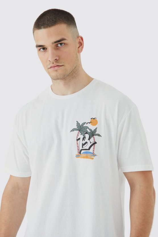 Tall Oversize T-Shirt mit Palm Paradise Print