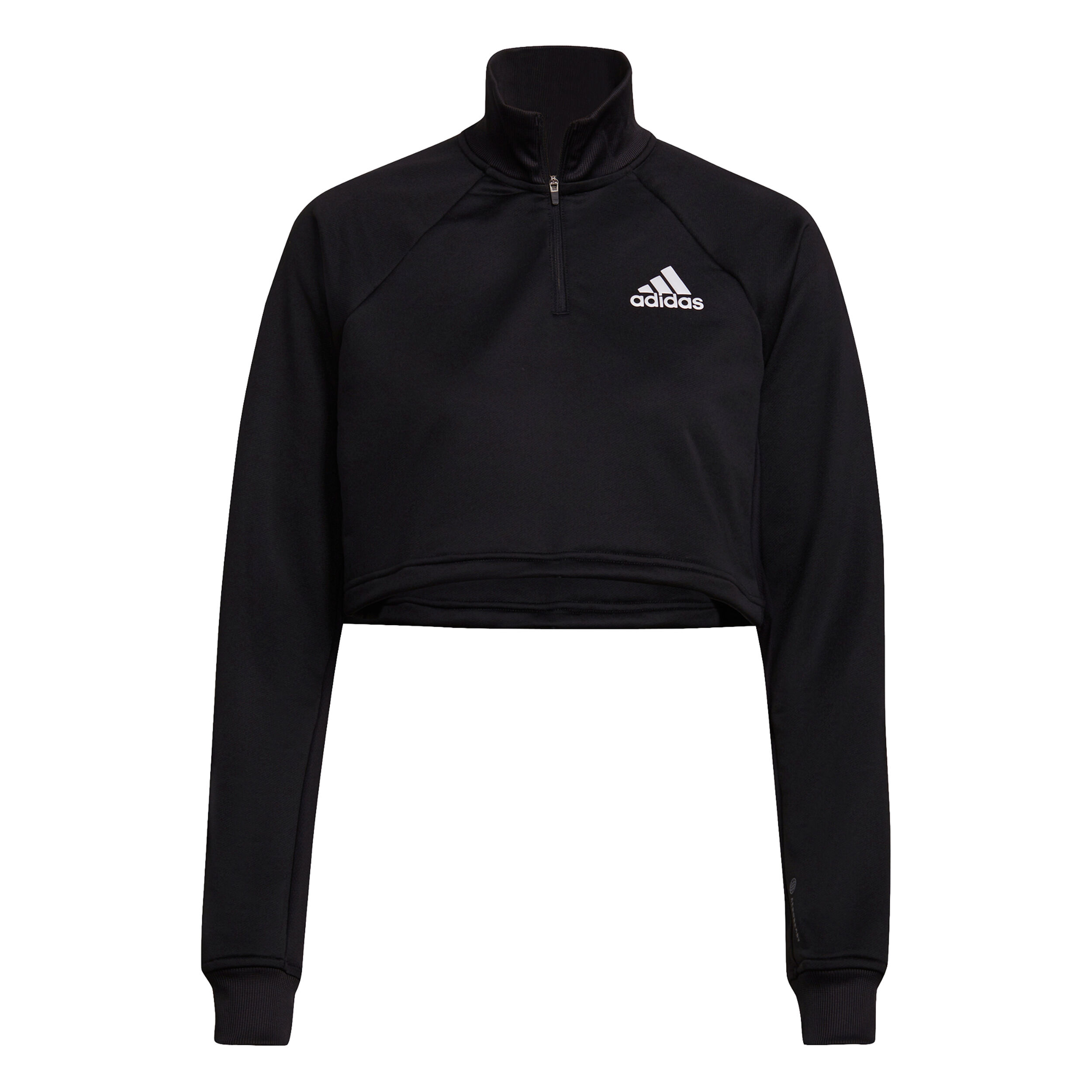 Cropped Melange Match Longsleeve Damen - Schwarz