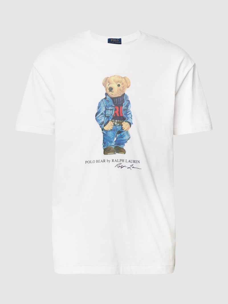 T-Shirt mit Label-Print in weiß