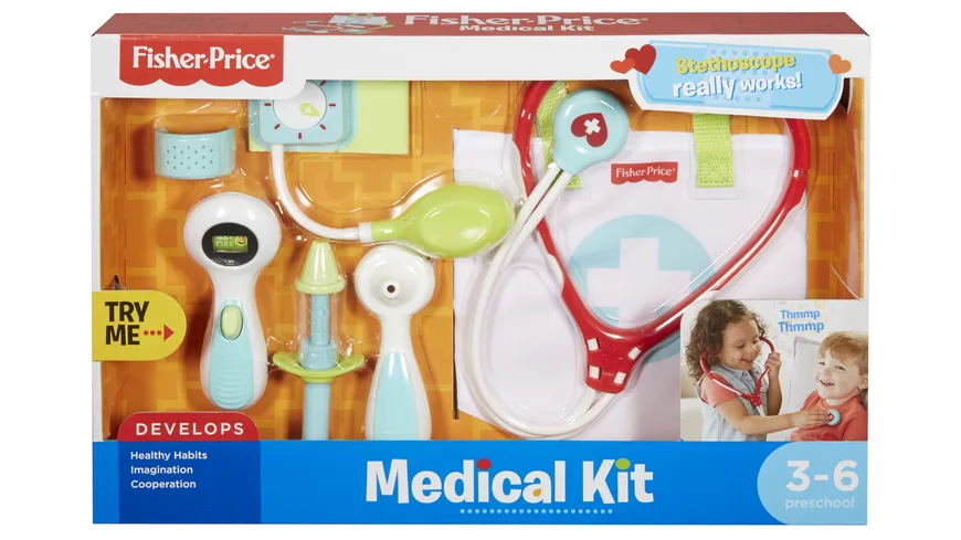 Fisher-Price Arzttasche (7 Teile), Kinder-Spielzeug, Kinder Arztkoffer