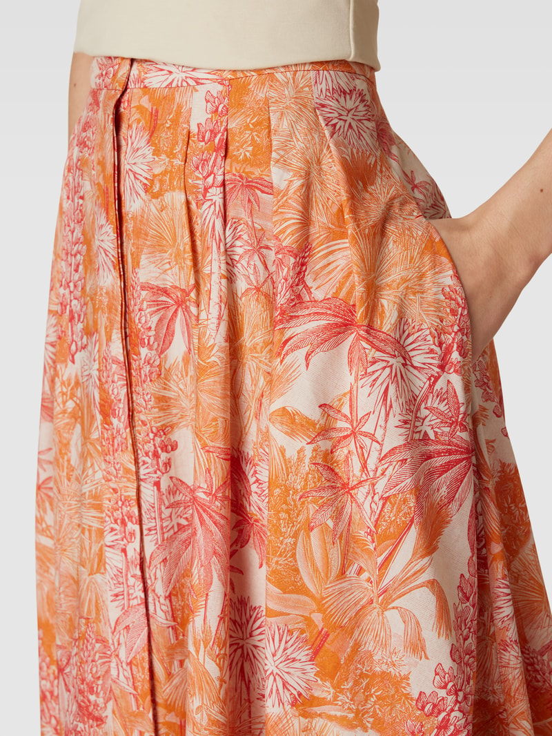 Midirock mit Allover-Muster Modell 'PALLA' in orange