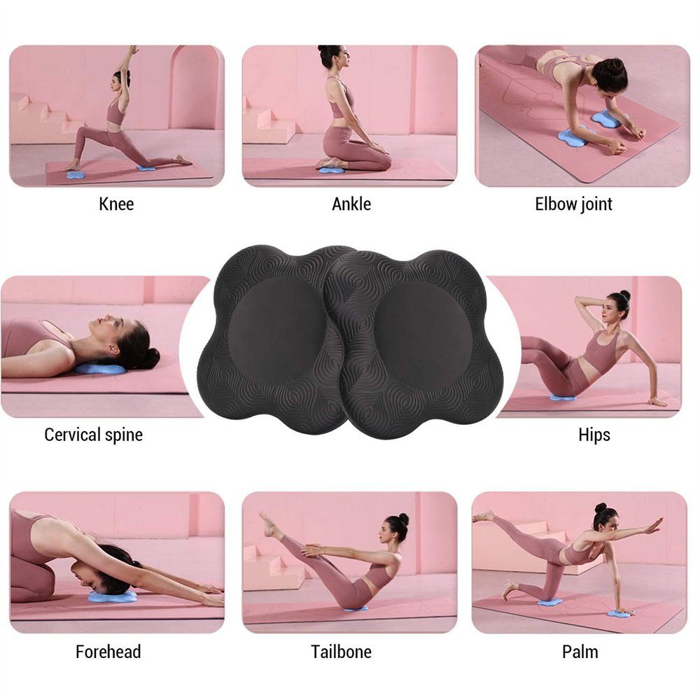 Runxizhou Kniekissen 2 Stücke Kniekissen Yoga, rutschfest Knieschoner Matte Set Schwarz