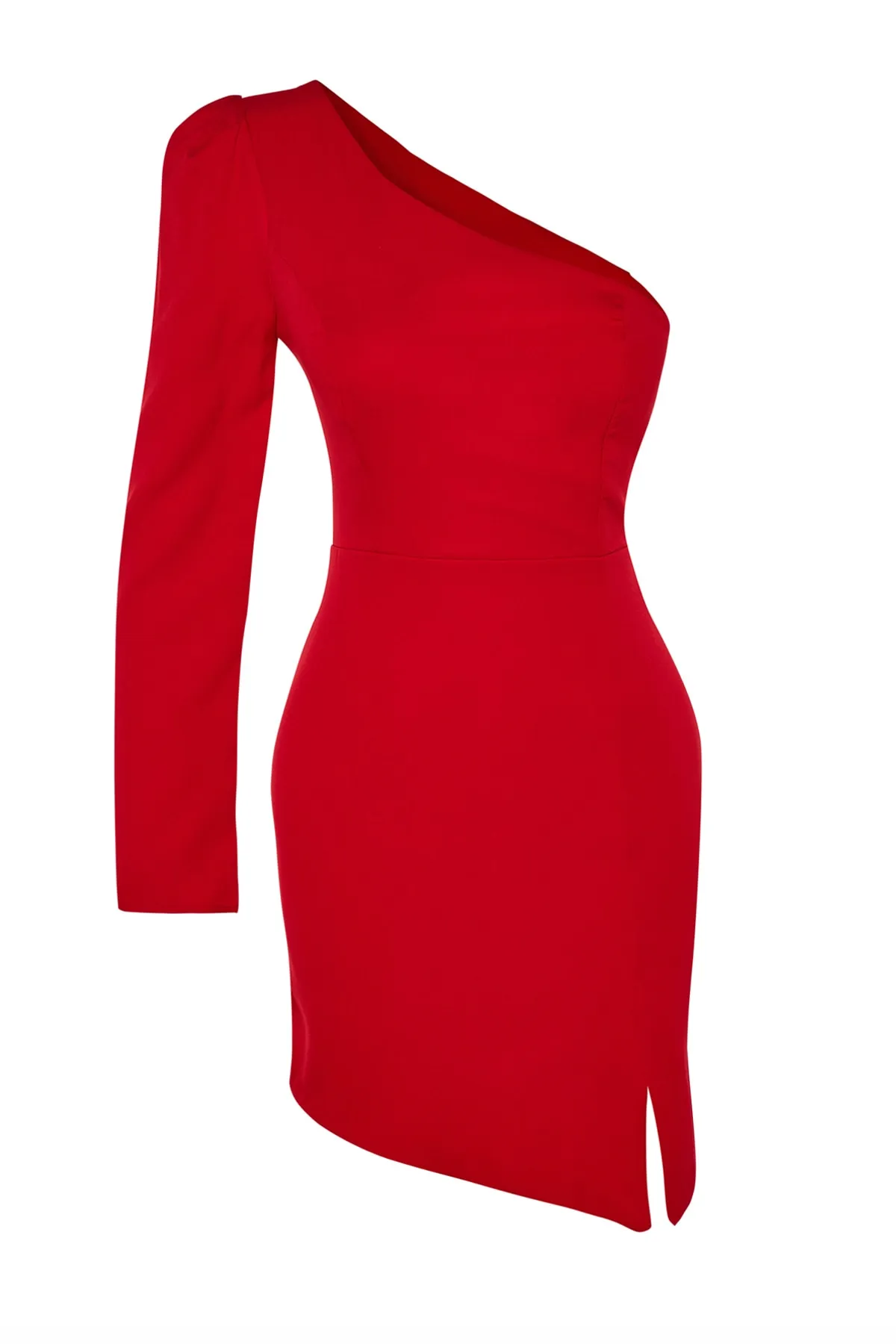 Trendyol Collection  Rotes, tailliertes Webkleid TPRAW24EL00094