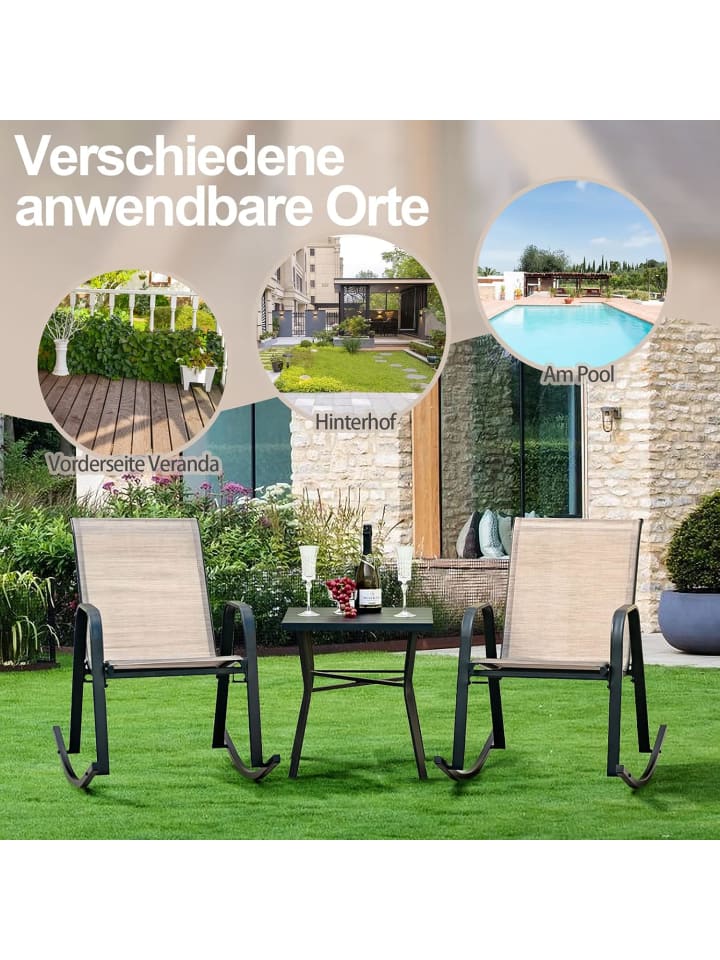 COSTWAY 2er Set Schaukelstühle in Braun günstig kaufen onesize