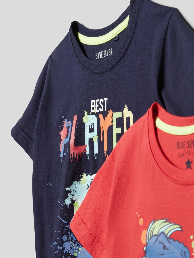 T-Shirt mit Motiv-Print im 2er-Pack in rot