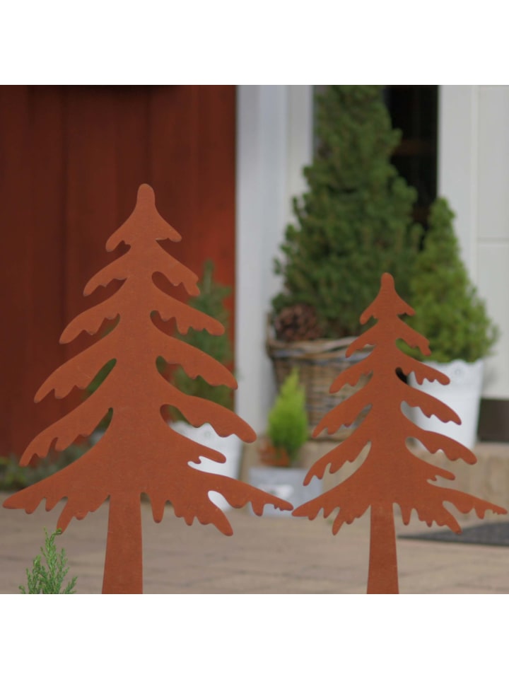 UNUS 2er Set Gartenstecker Rost Tannenbaum in Braun günstig kaufen onesize