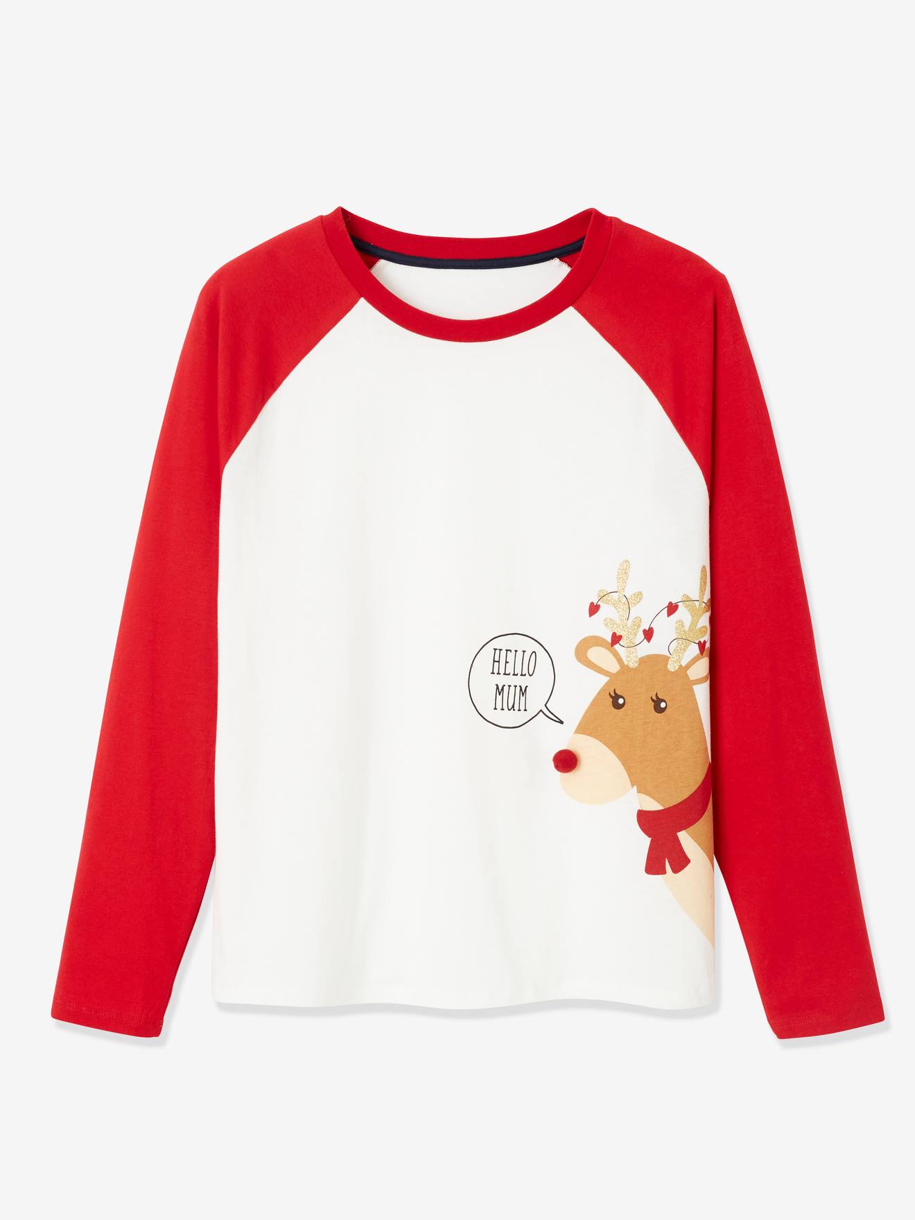 Pyjama Noël femme / Pyjama famille beige avec anim et bas à carre