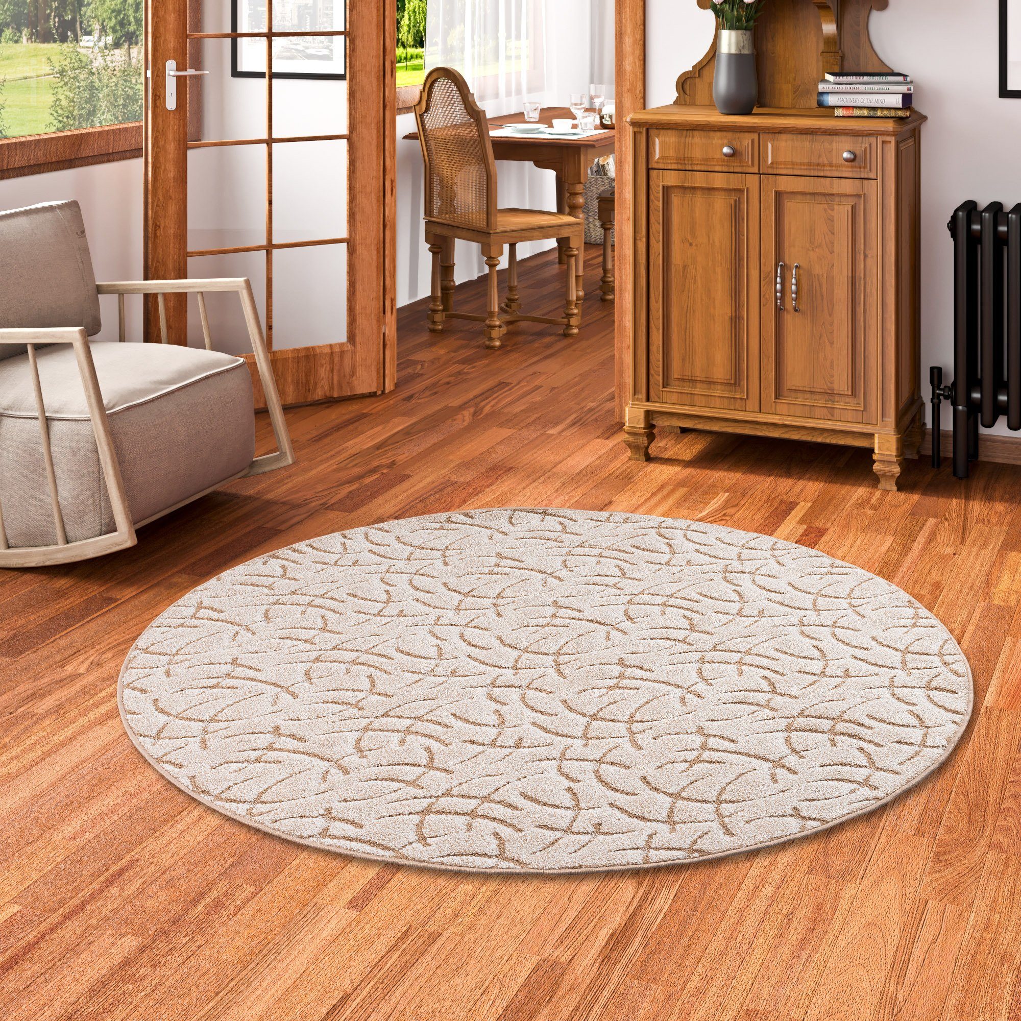 Hochflor-Teppich Konturenschnitt Hochflor Teppich Frieda Rund, Snapstyle, Rund, Höhe: 10 mm