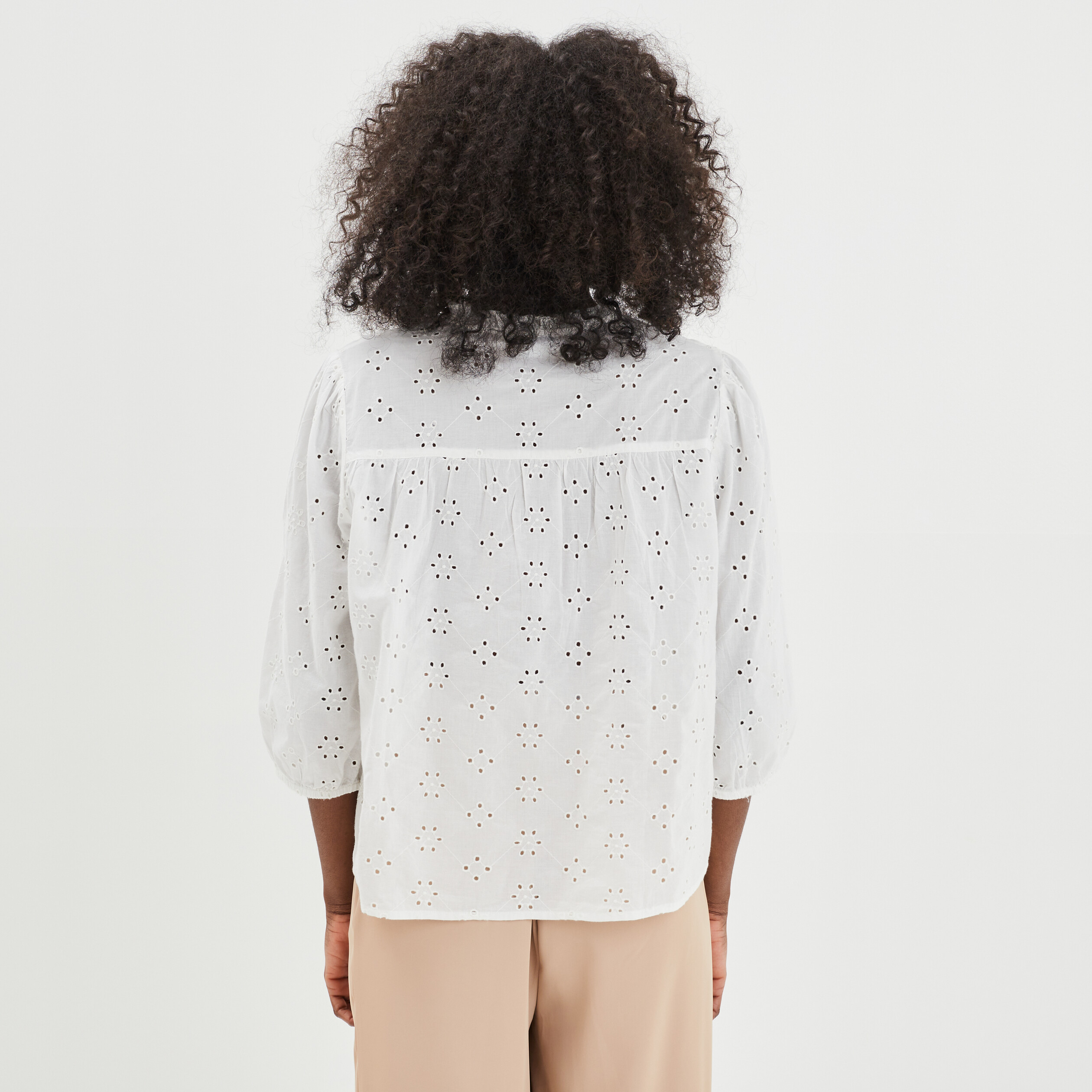 Blouse broderie anglaise coton Creeks jaune clair femme | La Halle