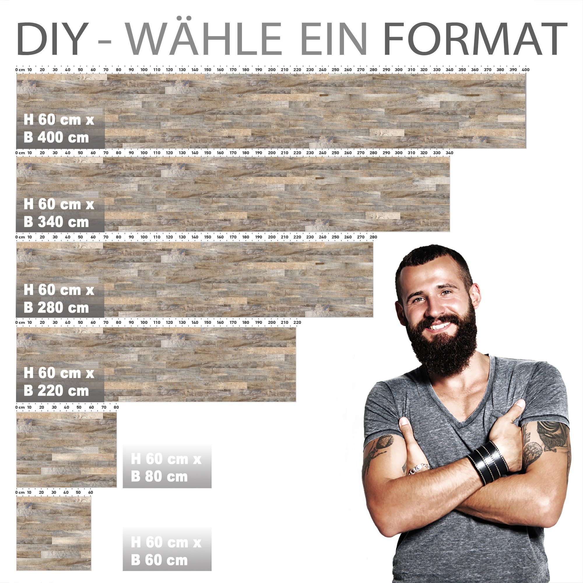 Stickerprofis Küchenrückwand HOLZPLANKEN, (Premium), 1,5mm, selbstklebend, hält auf besonders vielen Öberflächen