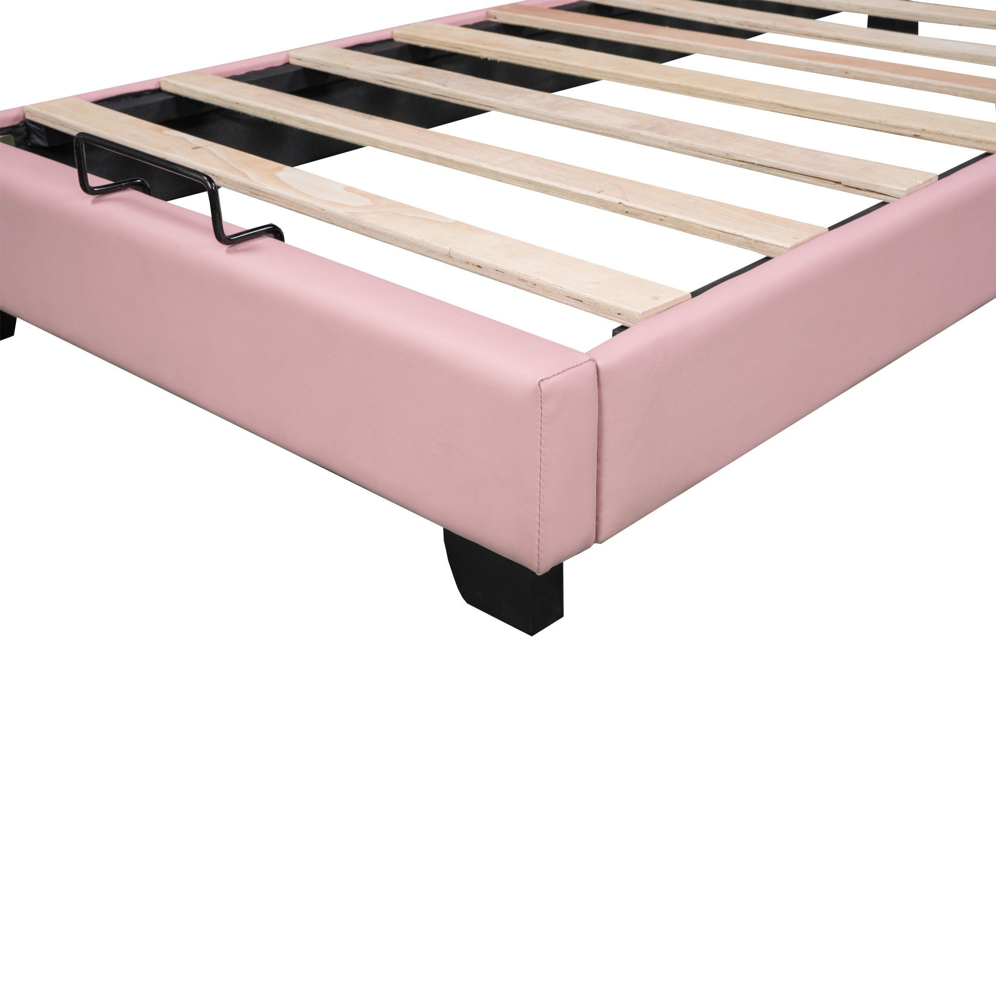 Flieks Polsterbett, Kinderbett mit Kroneform Kopfteil Kunstleder 90x200cm