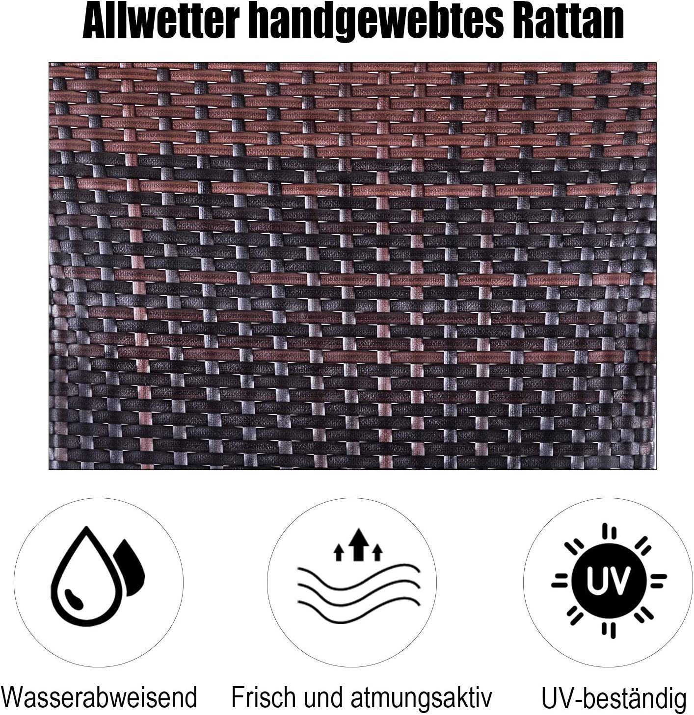 KOMFOTTEU Rattanstuhl Korbsessel, aus Eisen, bis zu 120kg belastbar