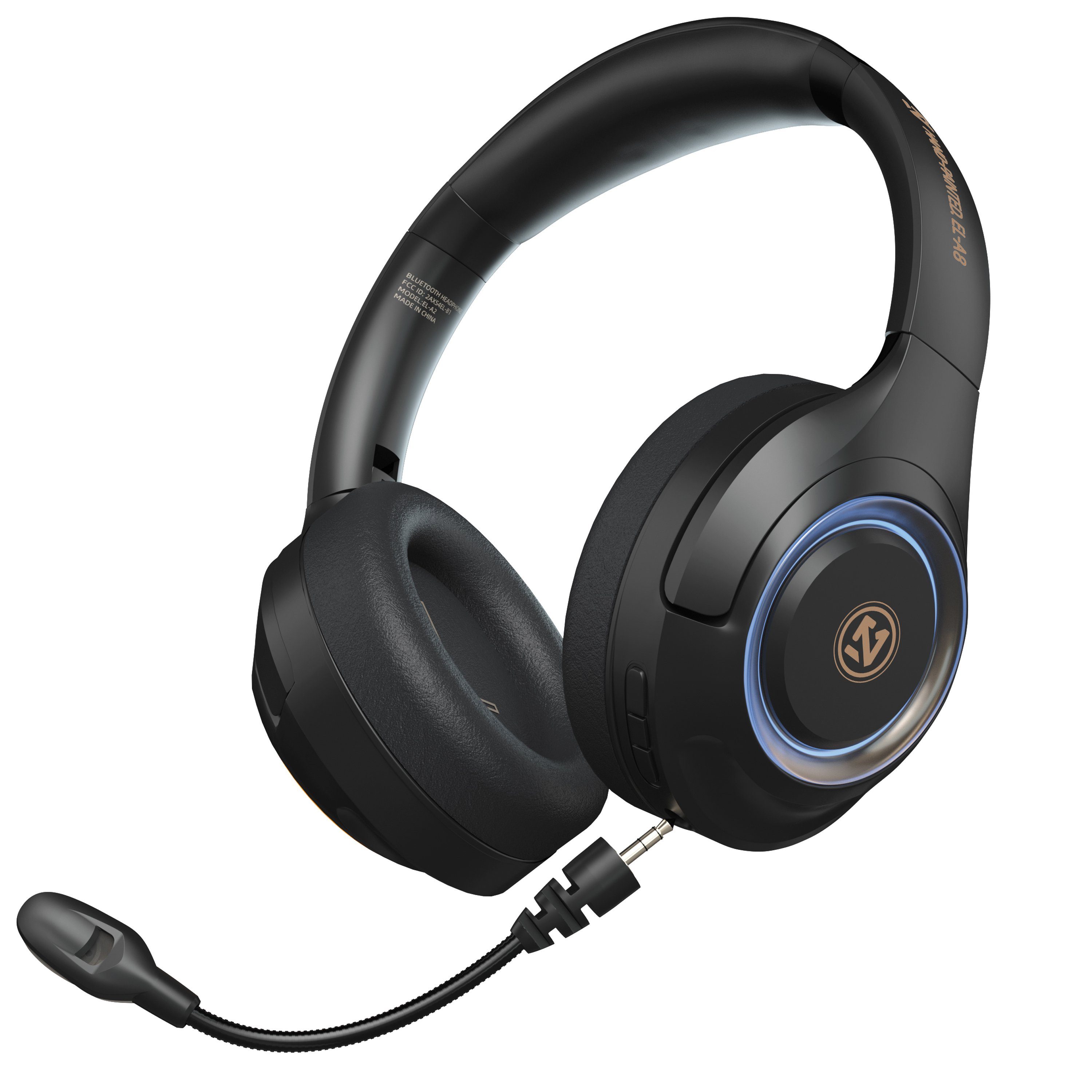 Mutoy Gaming Headset mit RGB Atemlicht&Mikrofon abnehmbar,Over Ear-Kopfhörer Gaming-Headset (Headset mit Mikrofon, Noise-Cancelling,Hi-Fi Stereo,Faltbare, Bluetooth Wireless)