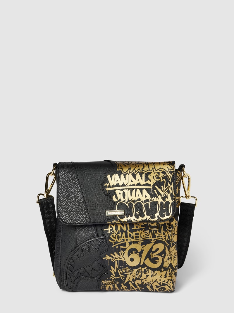 Handtasche mit Motiv-Print in schwarz
