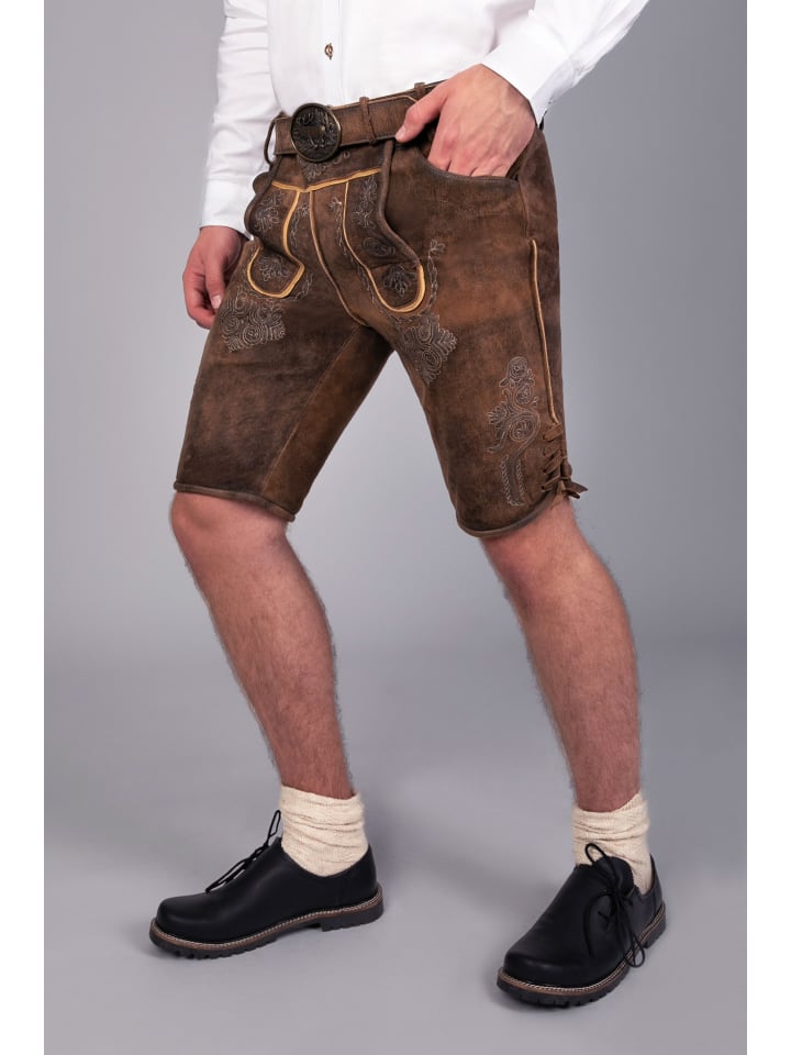 Edelnice Kurze Wildbock Lederhose Bernd in dunkelbraun günstig kaufen