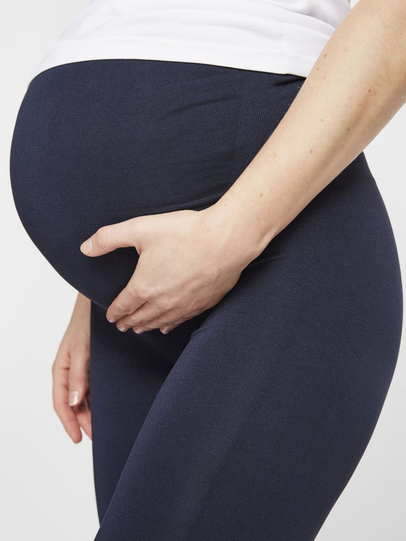 Mamalicious Umstandsleggings Umstands Leggings Bauch Yoga Hose für Schwangere 3442 in Navy