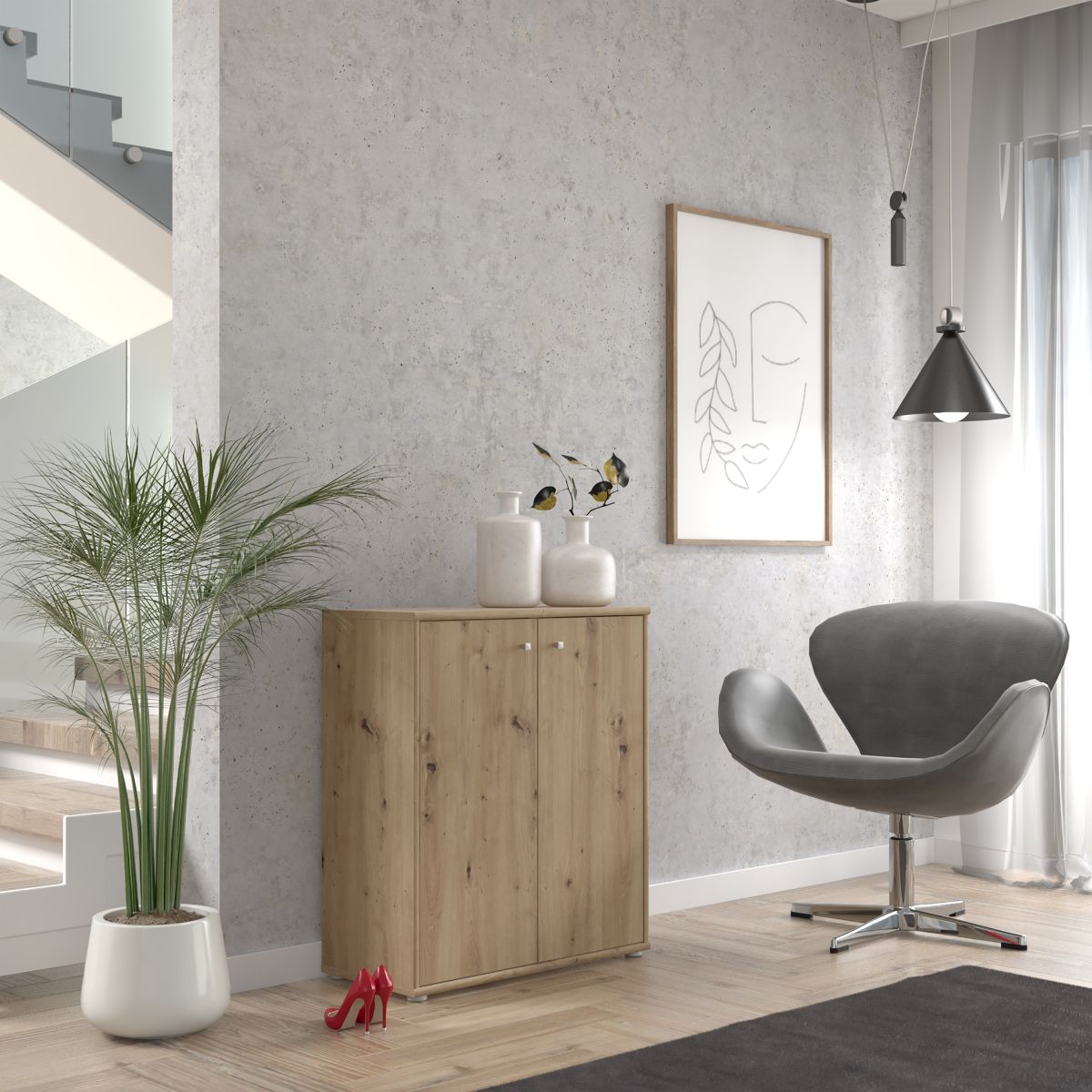Türen Kommode Tempra2 Eiche 73,7 cm