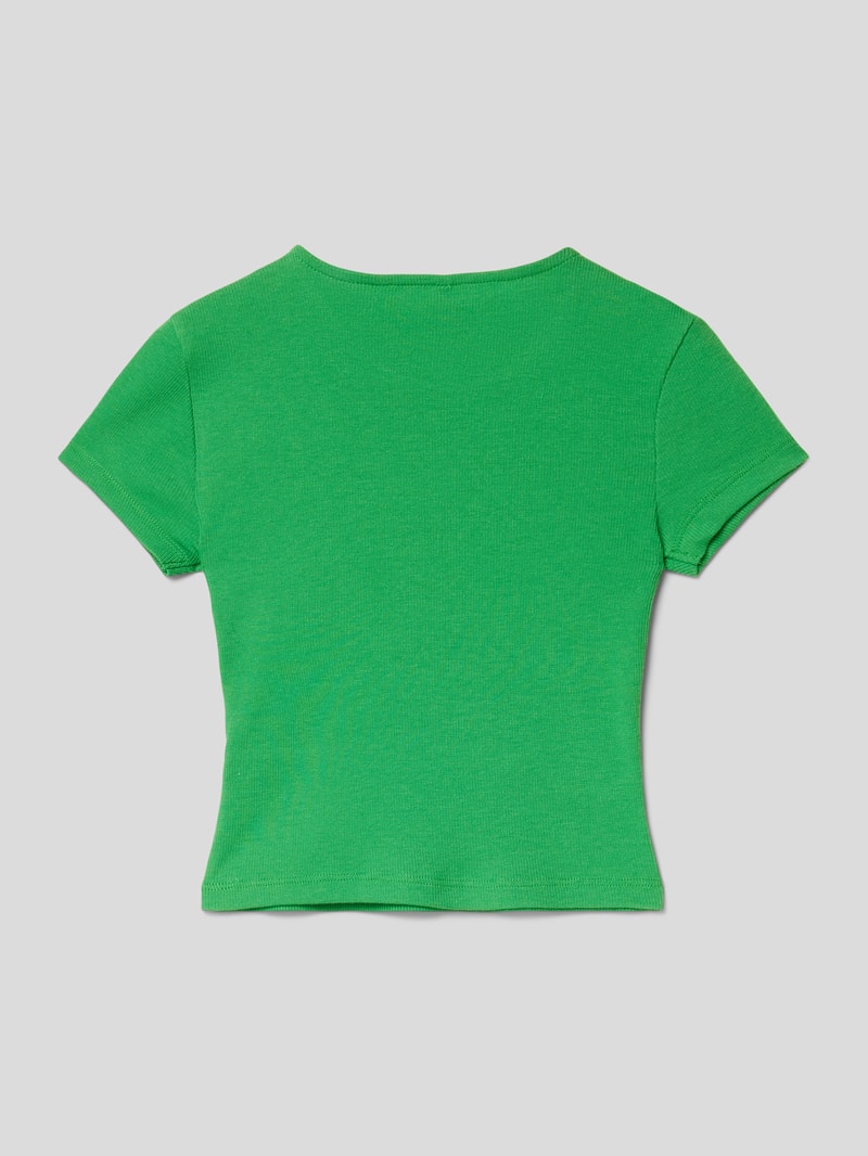 T-Shirt in Ripp-Optik in grün
