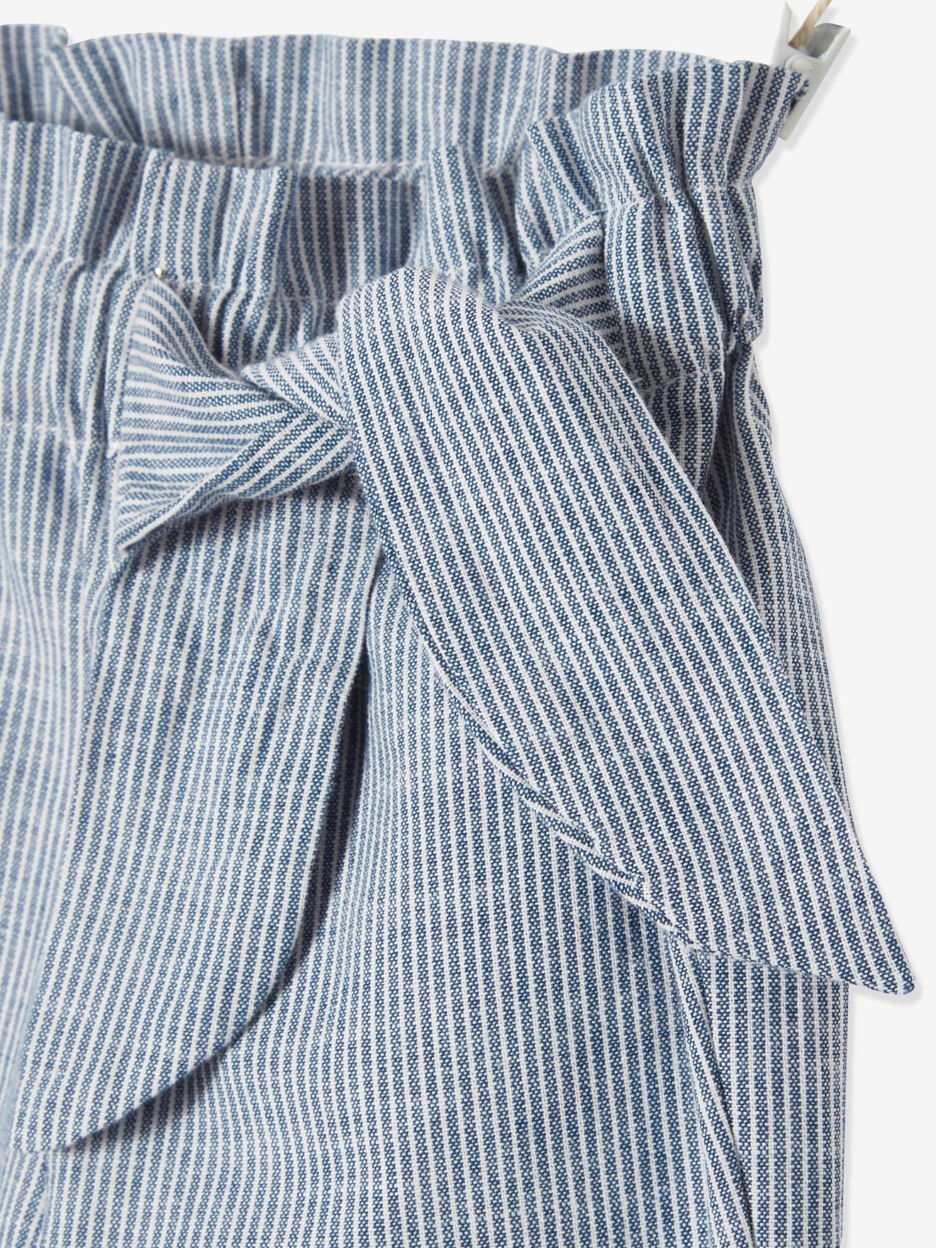 Vertbaudet Mädchen Baby Hose, Dehnbund - blau gestreift