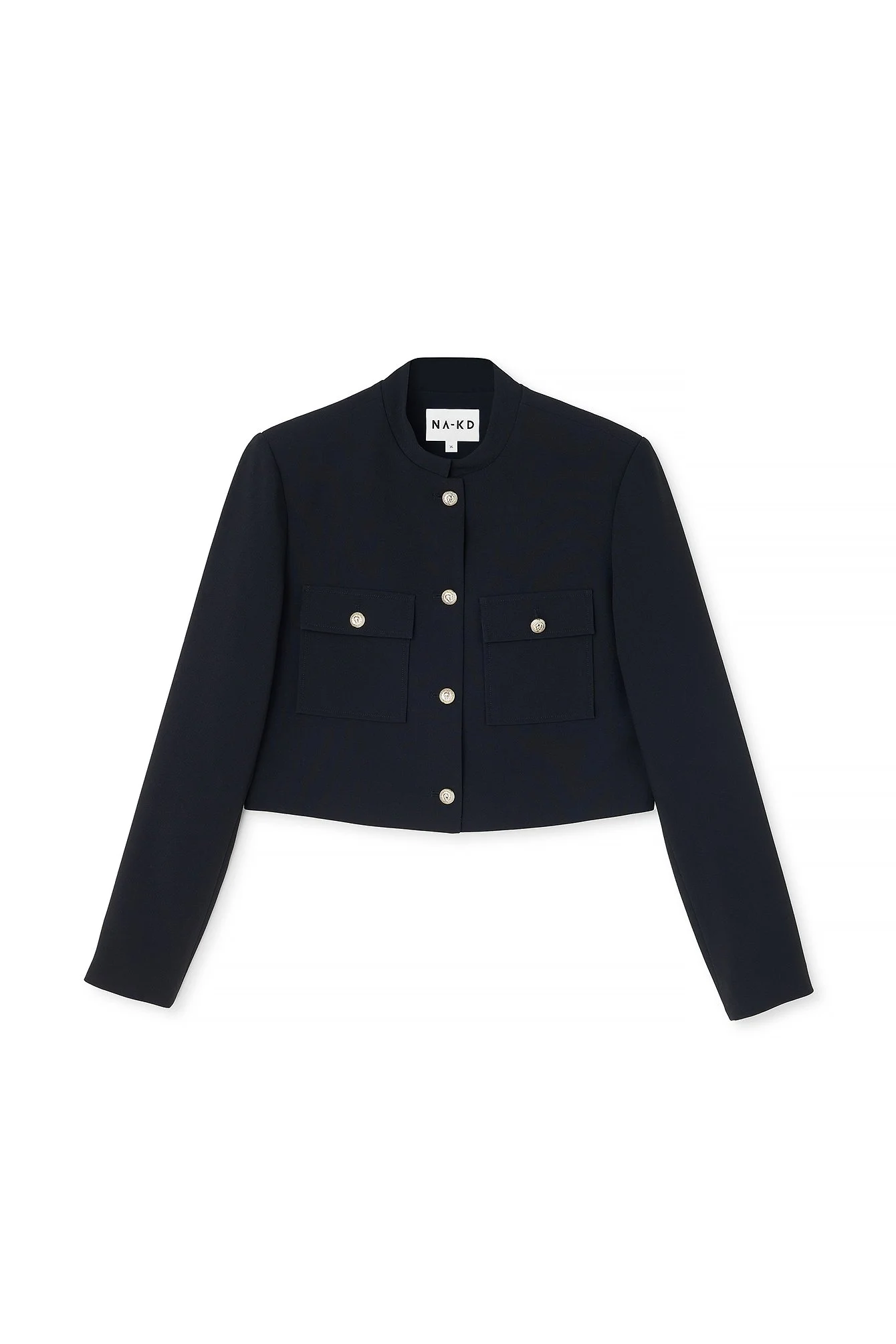 Crop-Blazer mit goldenem Knopf
