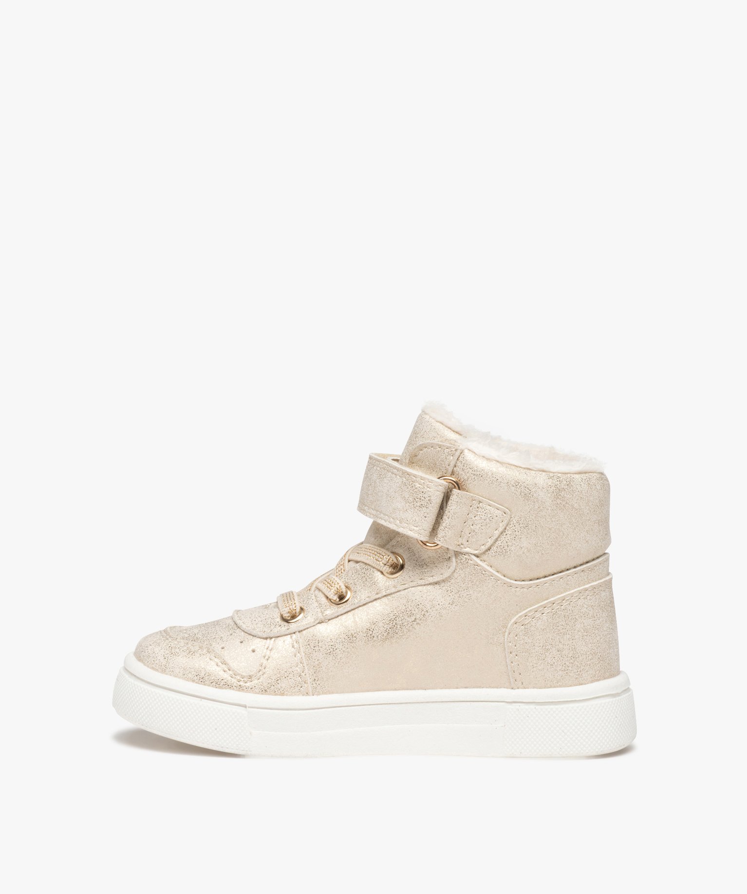 Baskets bébé fille mid-cut métallisées et pailletées or | GEMO