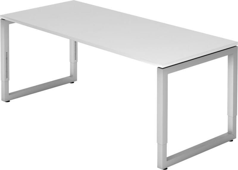 Hammerbacher R Serie Höhenverstellbar Schreibtisch Rechteckig Holz Silber Wangen-Fuß 1.800 x 650 mm