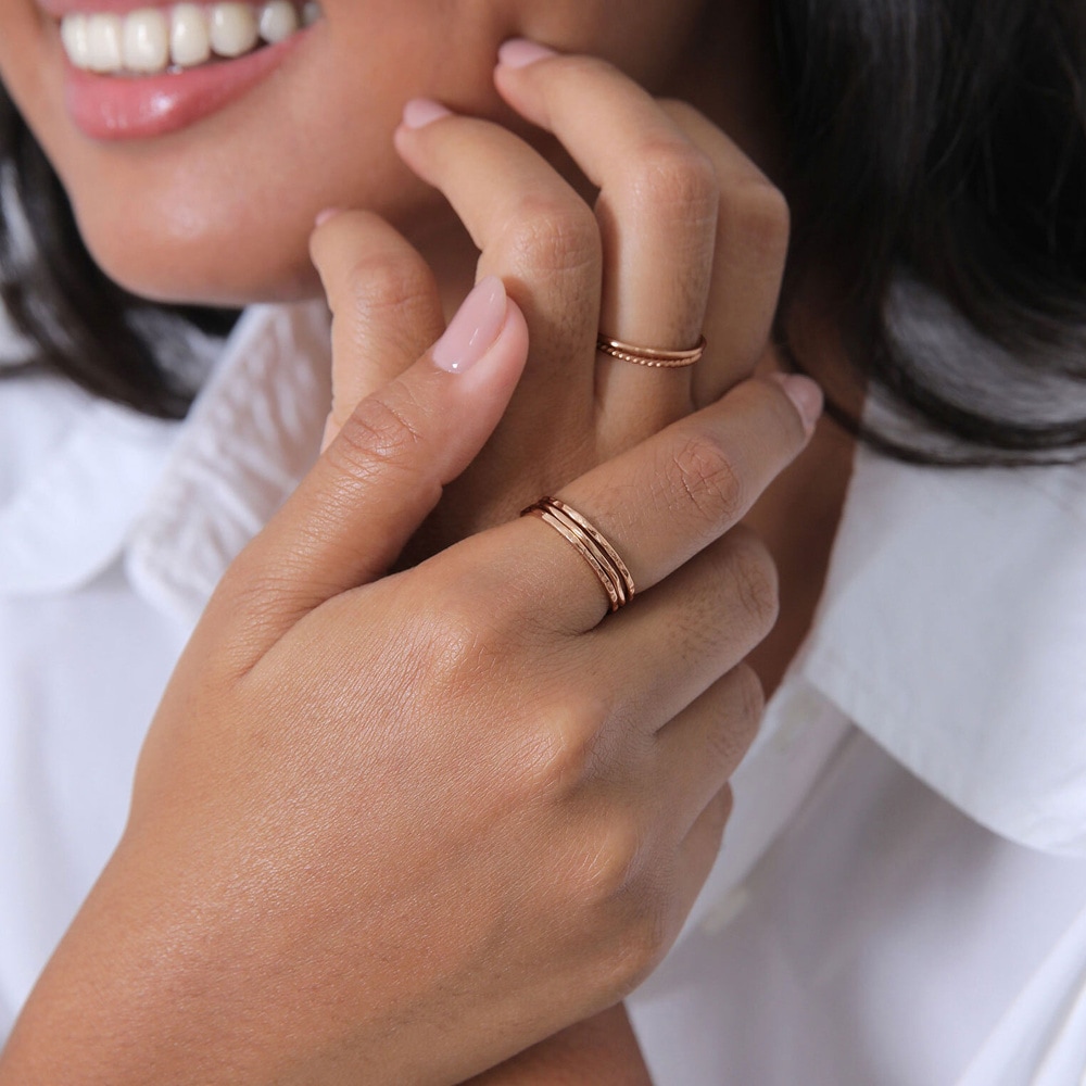 Elli Elli Bague Femmes Set Bande Empilage Minimaliste Tendance Blogueur Basique en Arg Bague