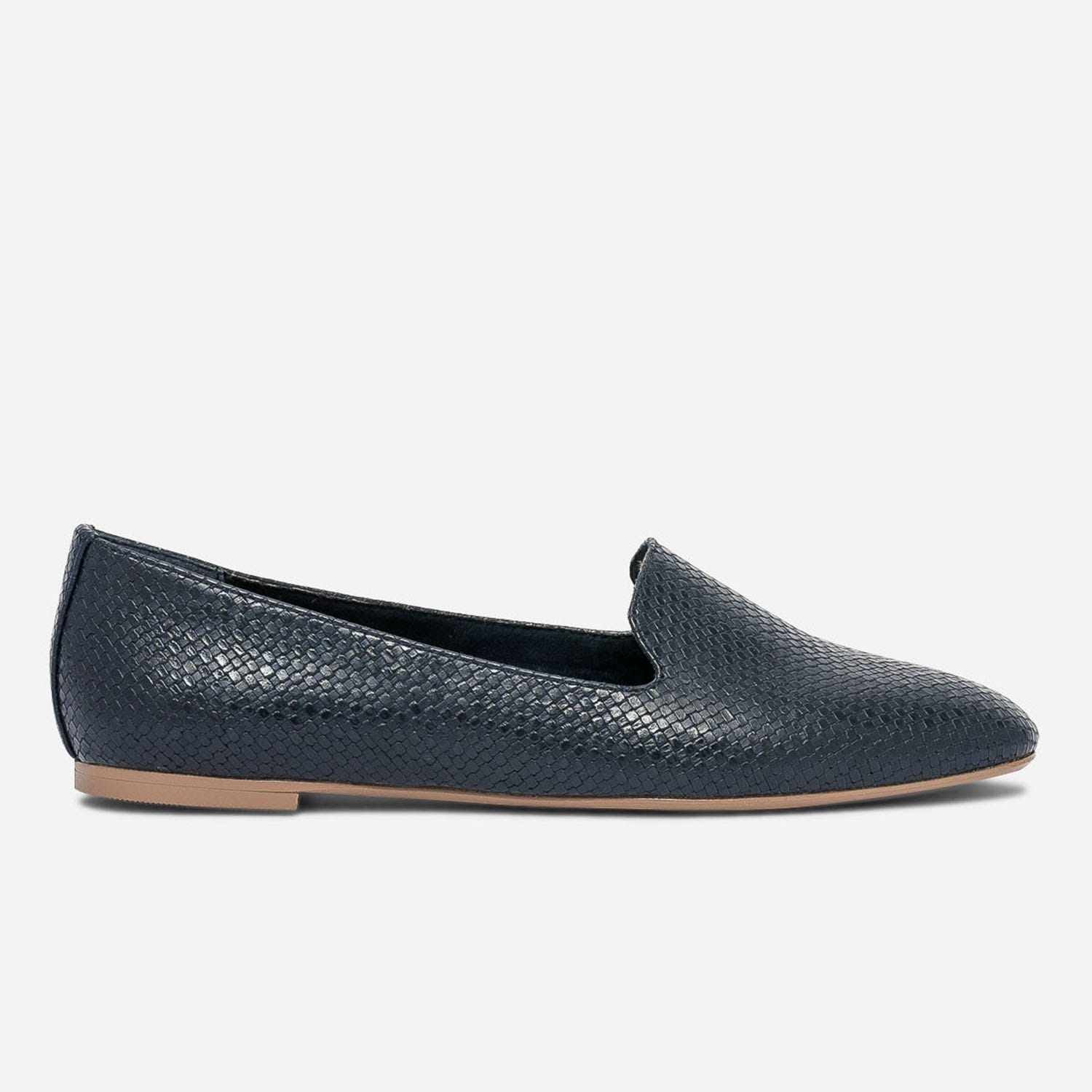 Slipper bleu marine embossé tressage