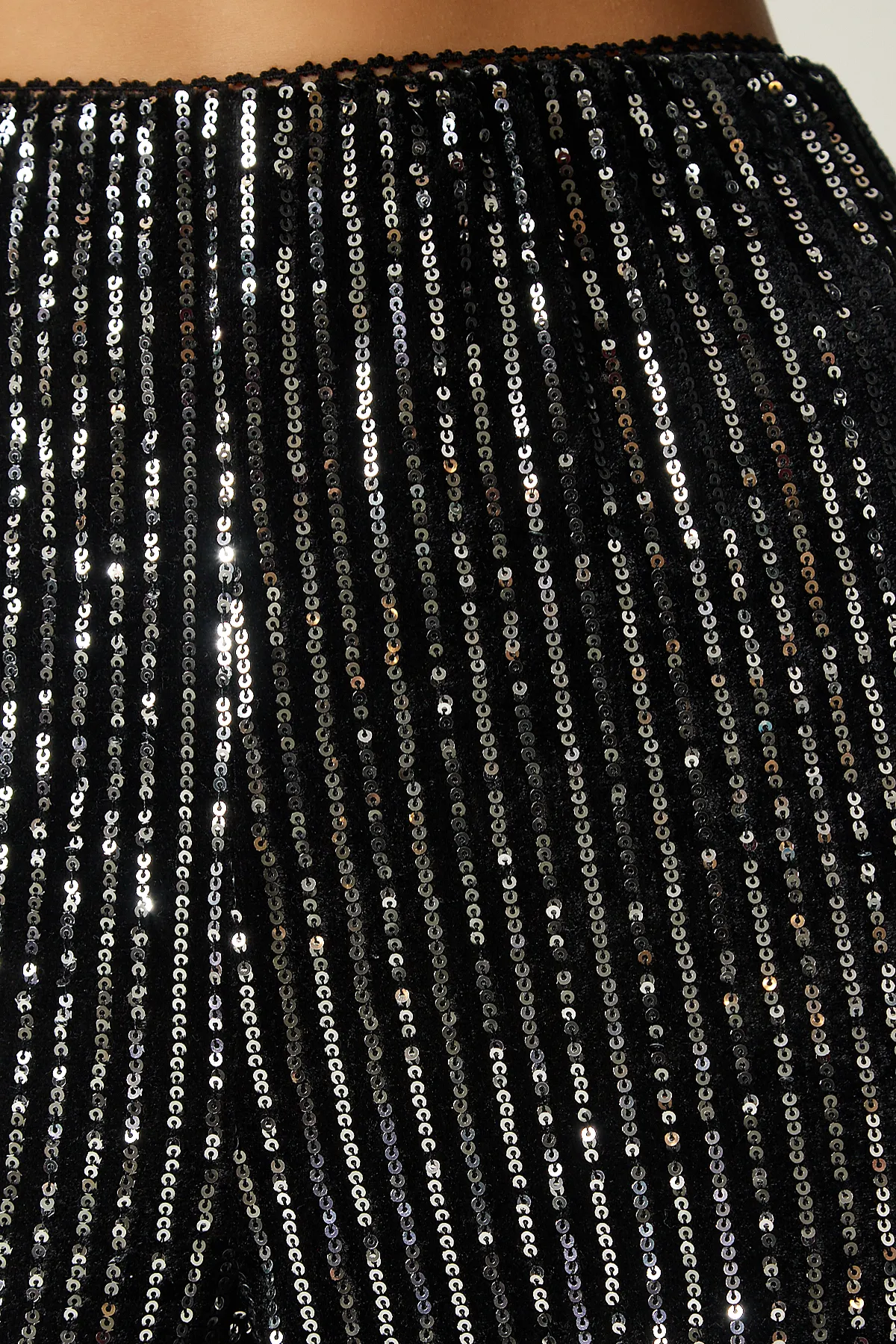 Happiness İstanbul  Graue Palazzo-Hose mit Pailletten für Damen MC00250