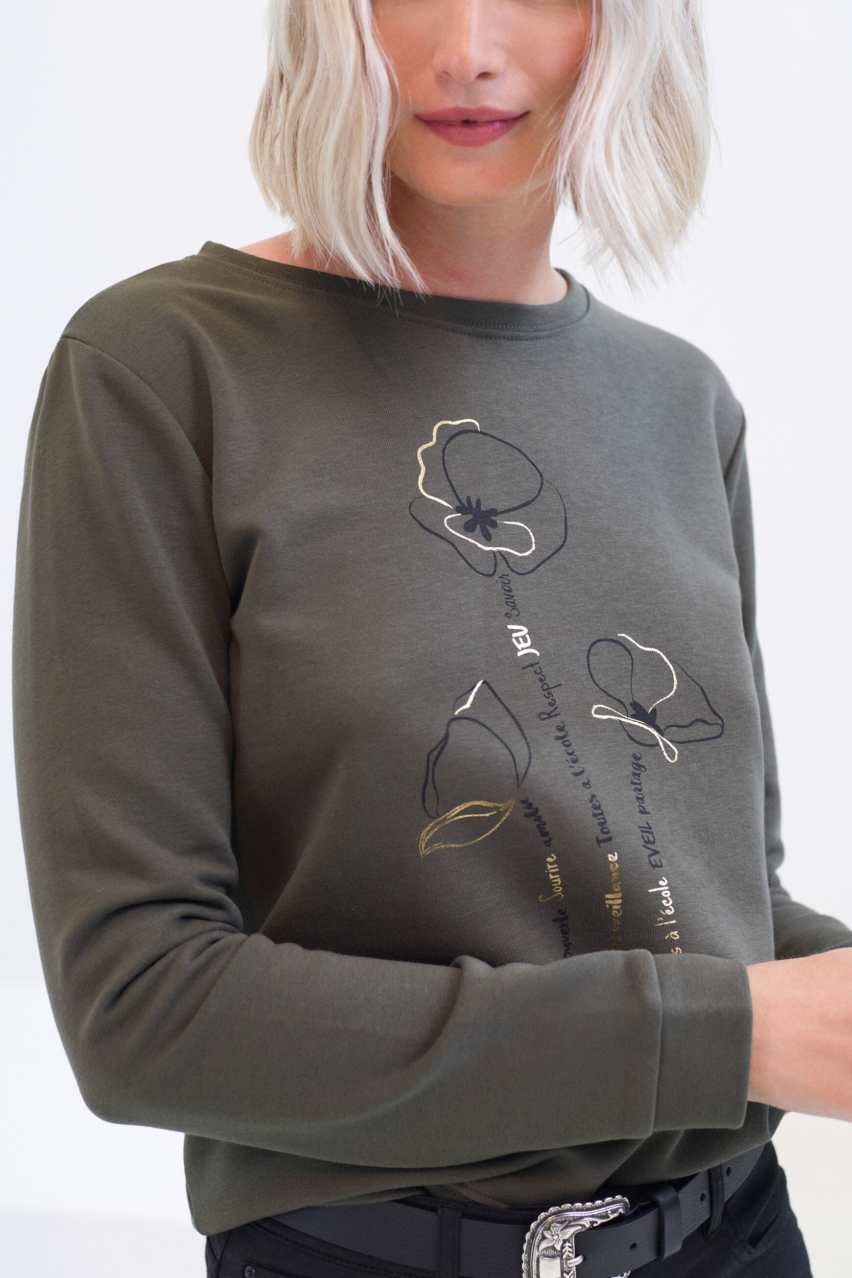 Sweat Jason vert kaki femme
