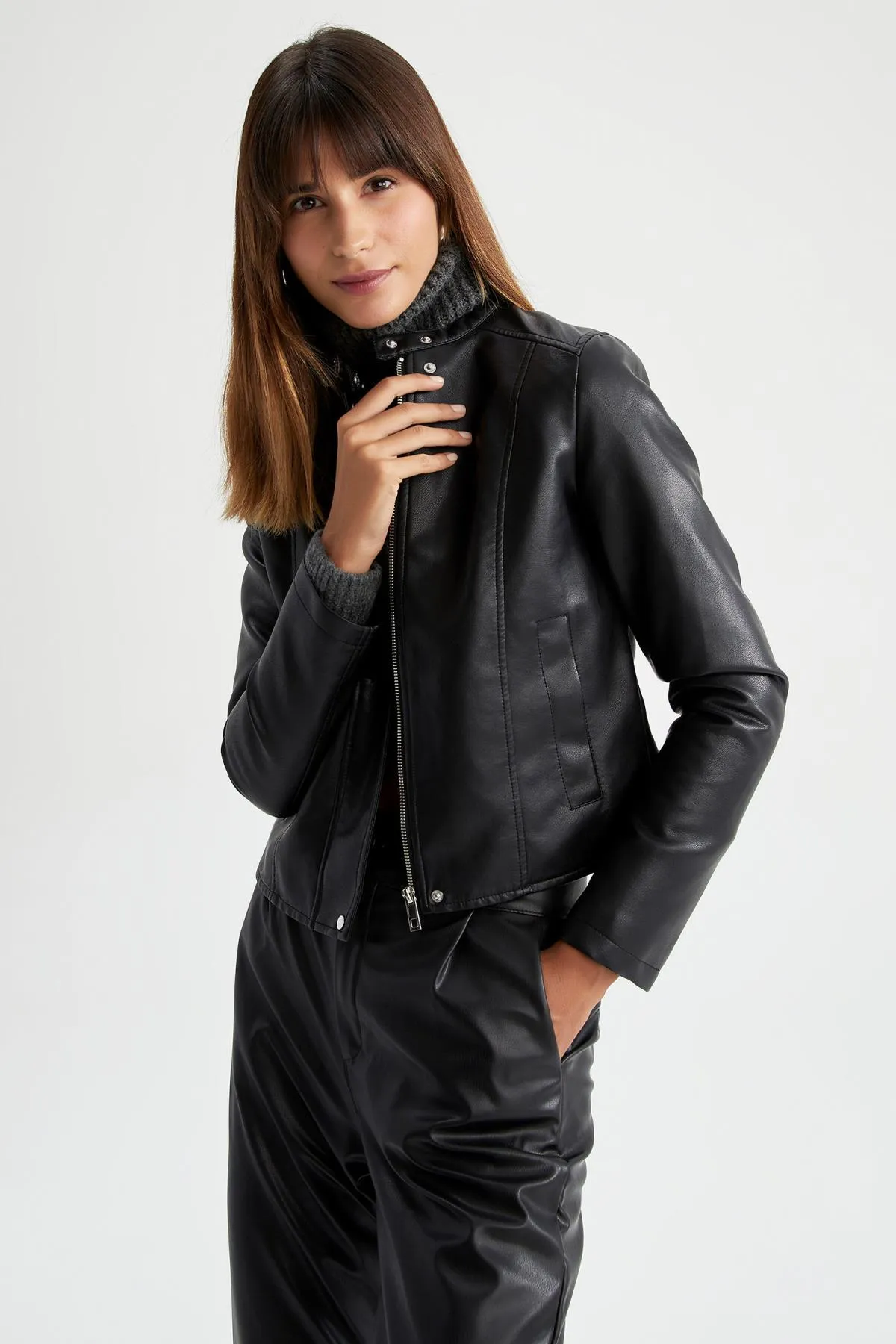 DeFacto  Wasserabweisende Bikerjacke aus Kunstleder Y7156az23sp