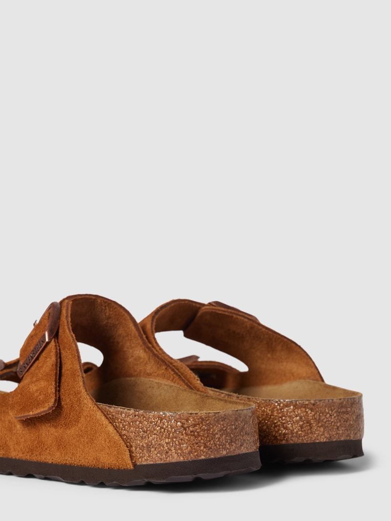 Slides aus echtem Leder Modell 'ARIZONA' in cognac