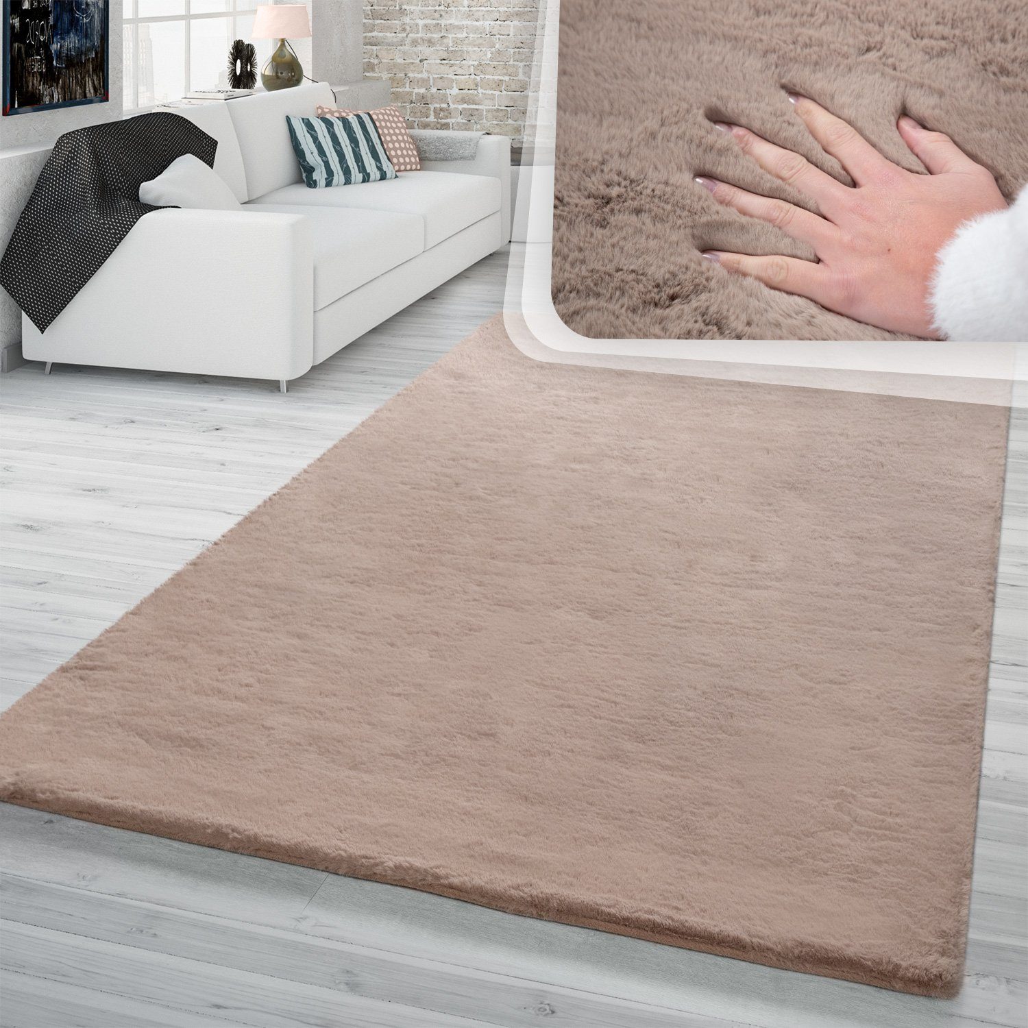 Fellteppich Hochflor Teppich Wohnzimmer Kunstfell Super Soft, TT Home, rechteckig, Höhe: 26 mm
