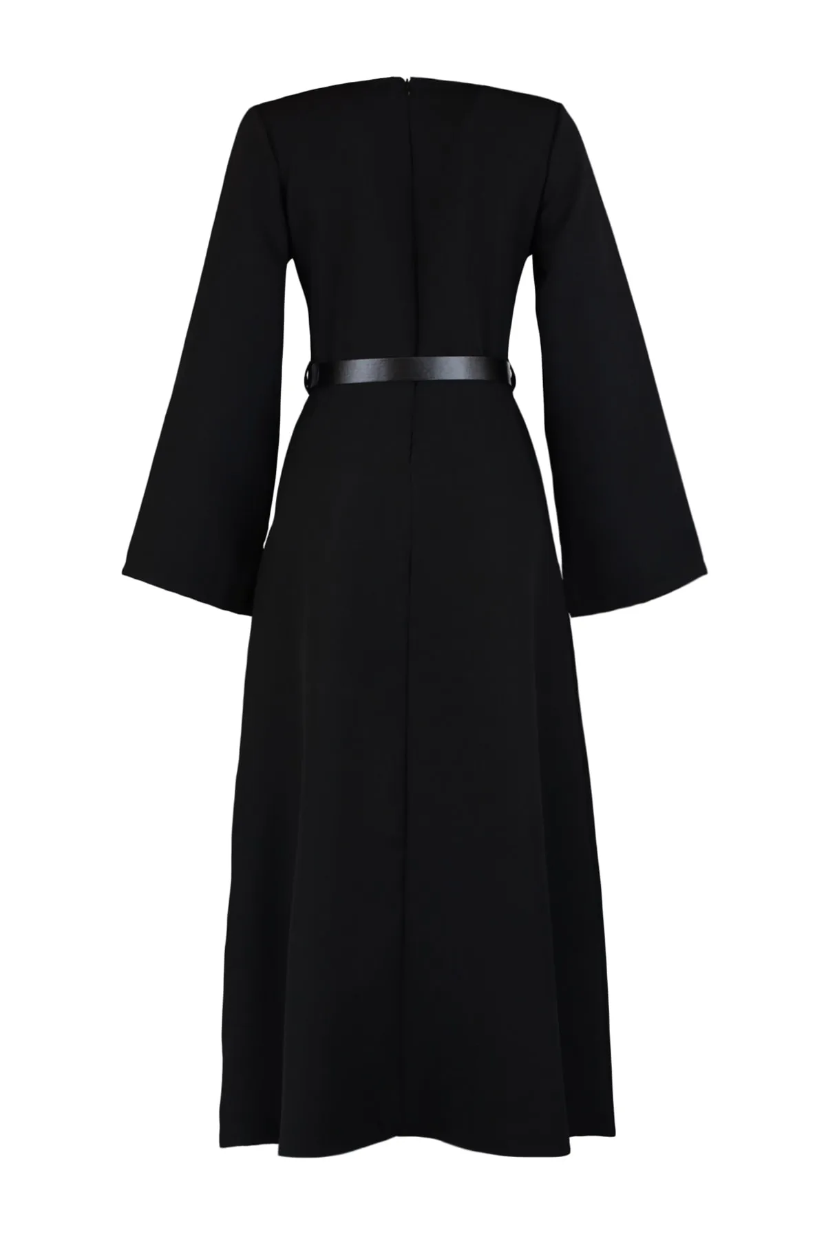 Trendyol Modest  Schwarzes gewebtes A-Linien-Kleid mit Gürtel TCTAW23EB00143
