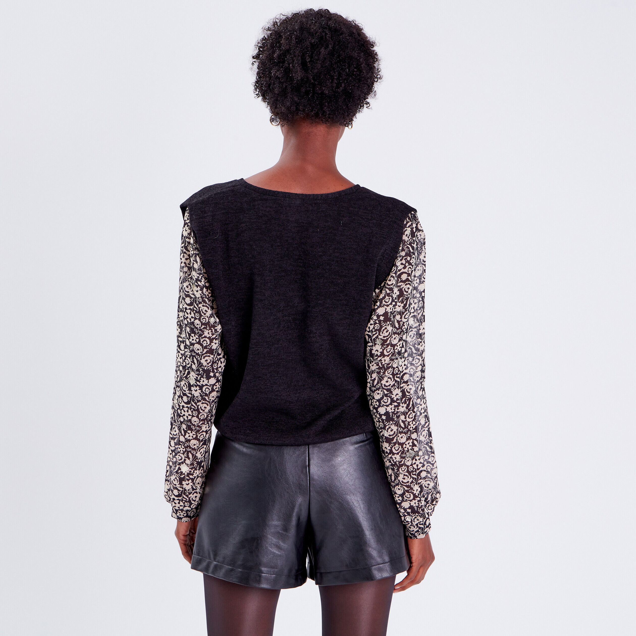 T-shirt manches longues noir femme | Cache Cache