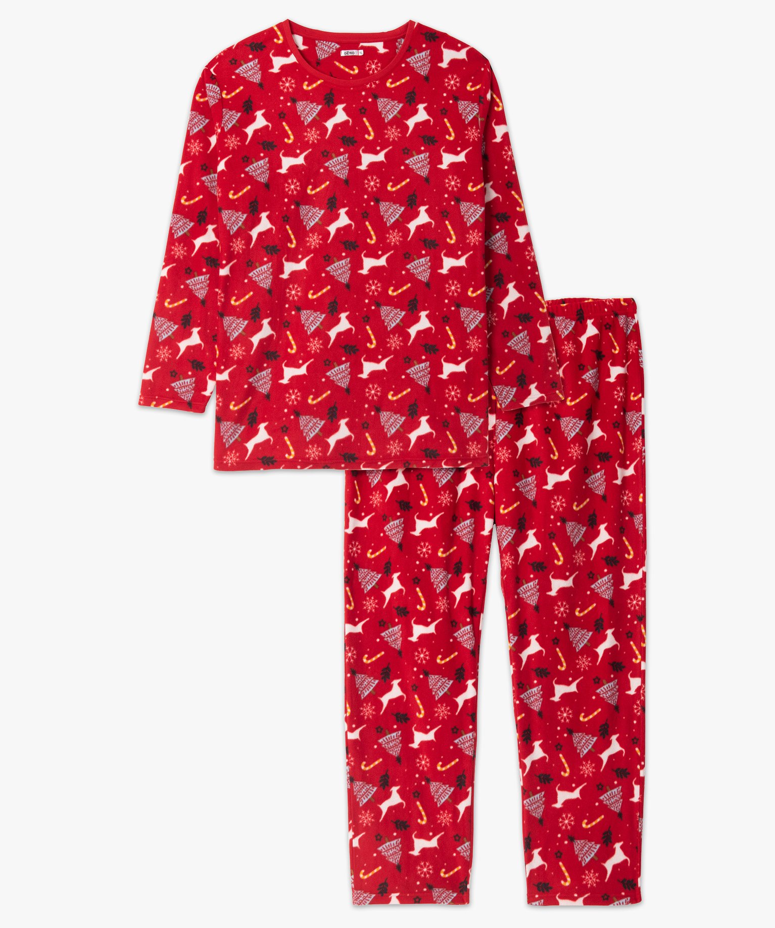 Pyjama homme grande taille en polaire motif Nol rouge | GEMO